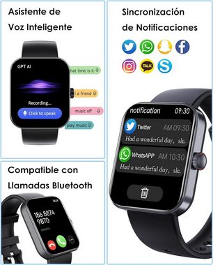 Diyarts Smartwatch (5,2 cm/2 Zoll) Multifunktionale Smartwatch, Sportuhr mit vielen Funktionen, Blutzuckermessung, Schlafüberwachung & über 50 Sportmodi