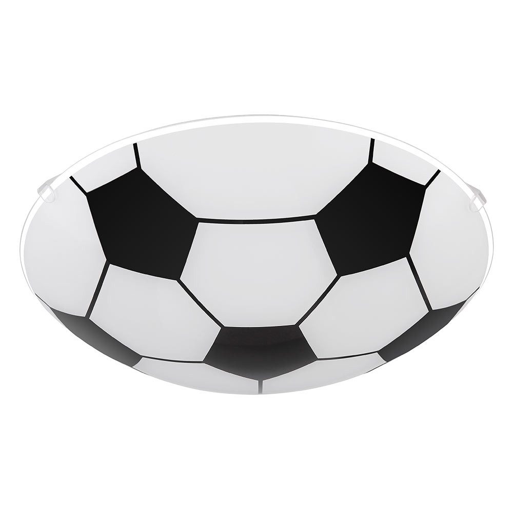 GLOBO LIGHTING Deckenleuchte, Leuchtmittel nicht inklusive, Kinderzimmerleuchte Deckenlampe Fußball-Design Glas schwarz D 30 cm
