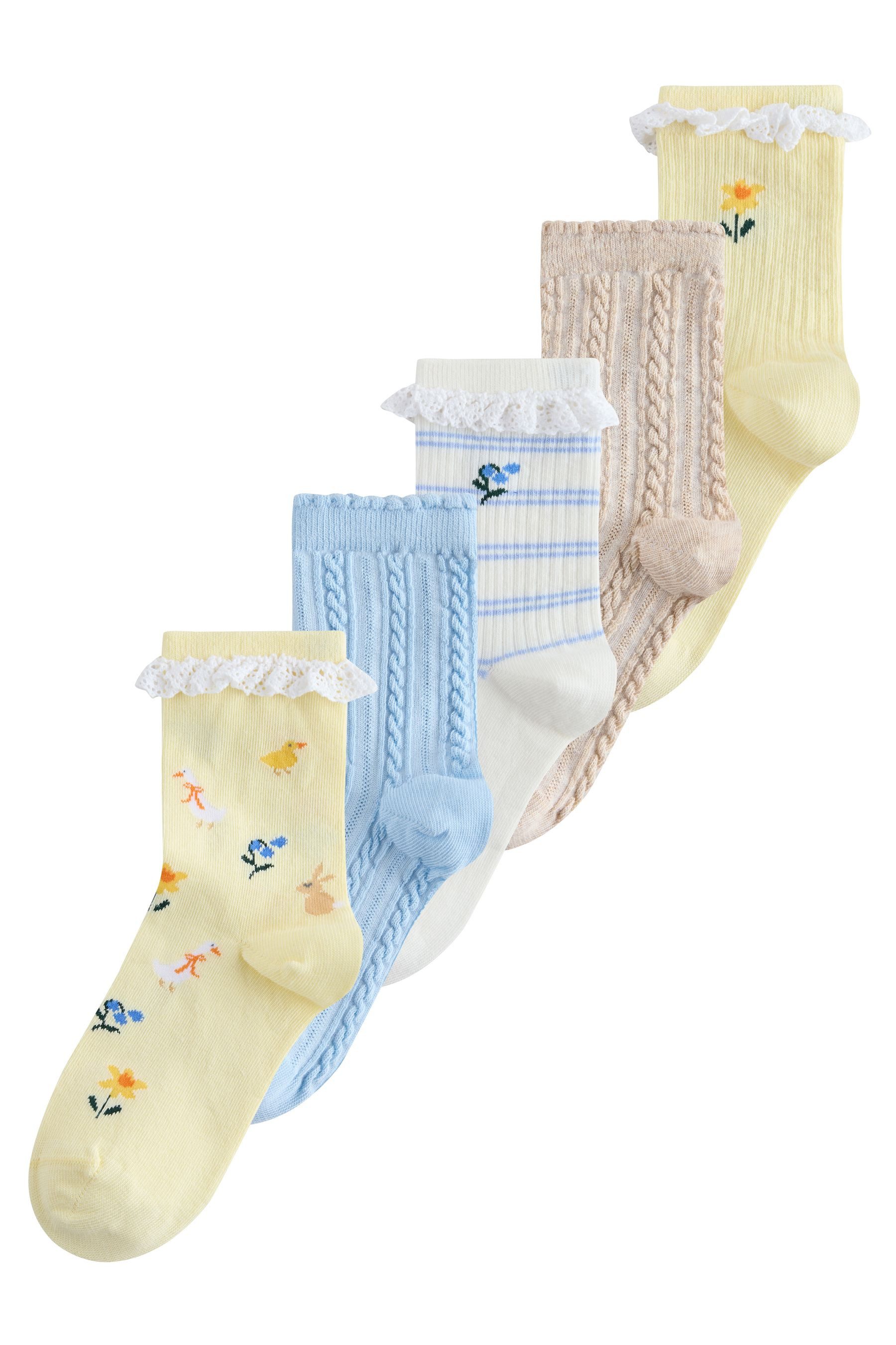 Kurzsocken Socken mit Baumwolle und Rüschen im 5er-Pack