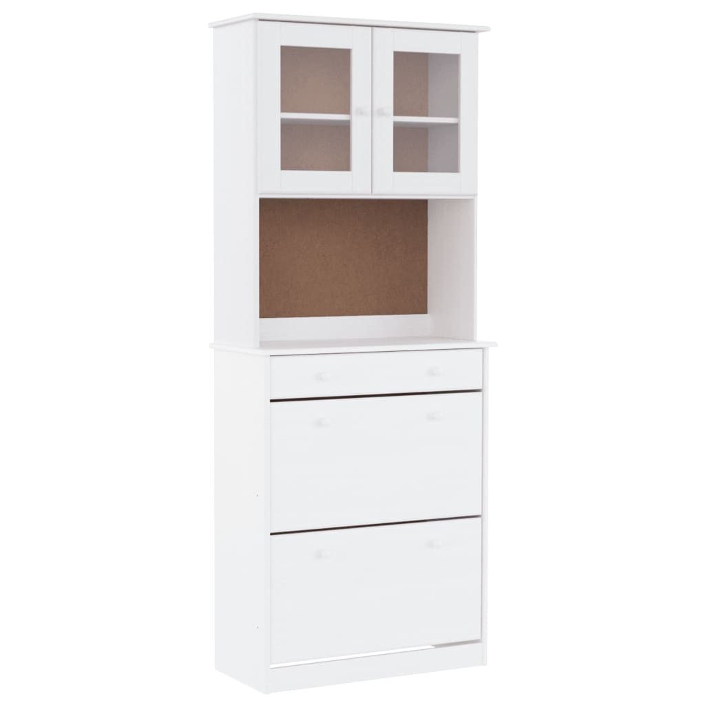 vidaXL Highboard Highboard ALTA Weiß 77x35x188 cm Massivholz Kiefer (1 St)