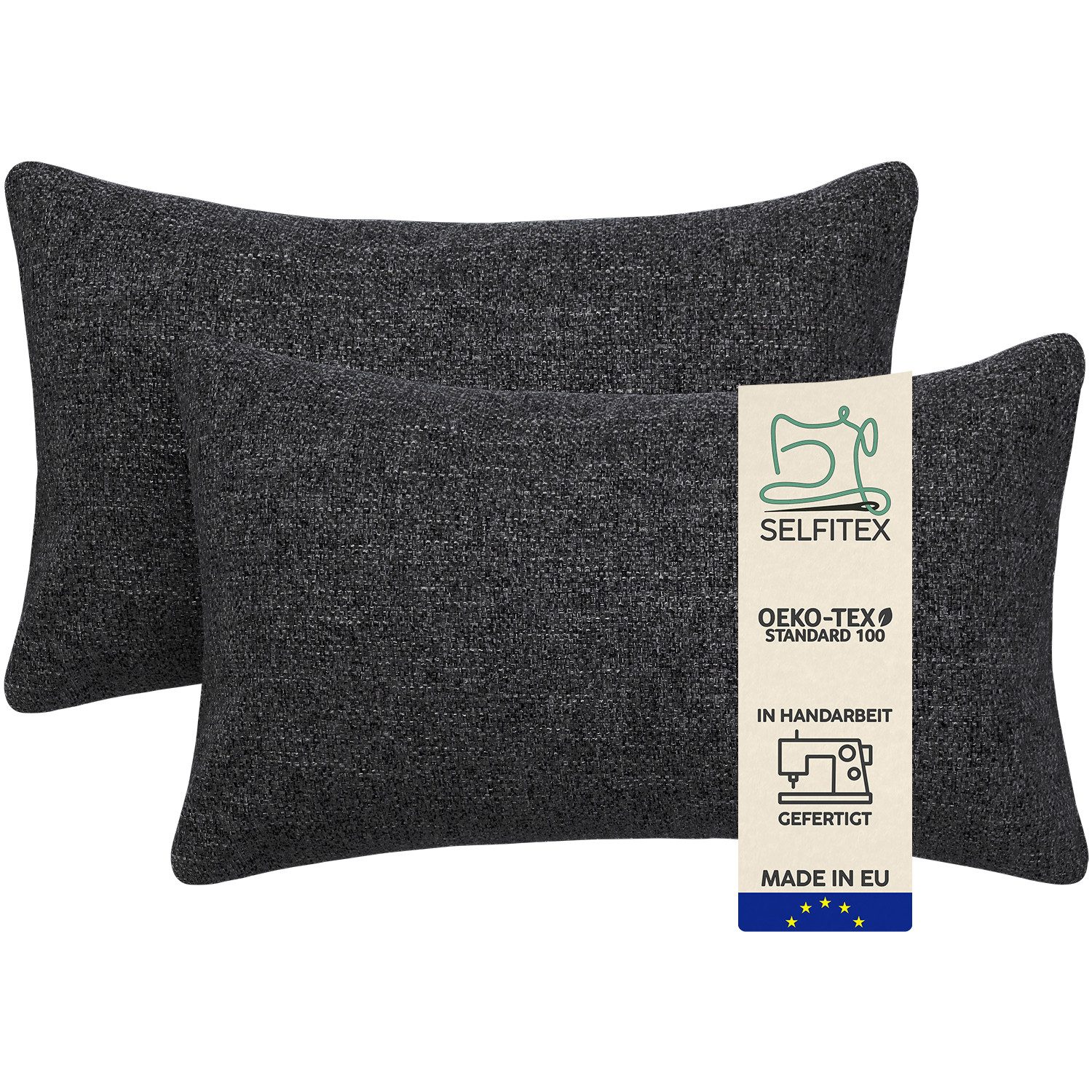 Selfitex Dekokissen 2er Set, 30x50/40x40/40x60/50x50 inkl. Füllkissen, Farben zur Auswahl, robuster Polsterstoffbezug mit weichen Füllkissen