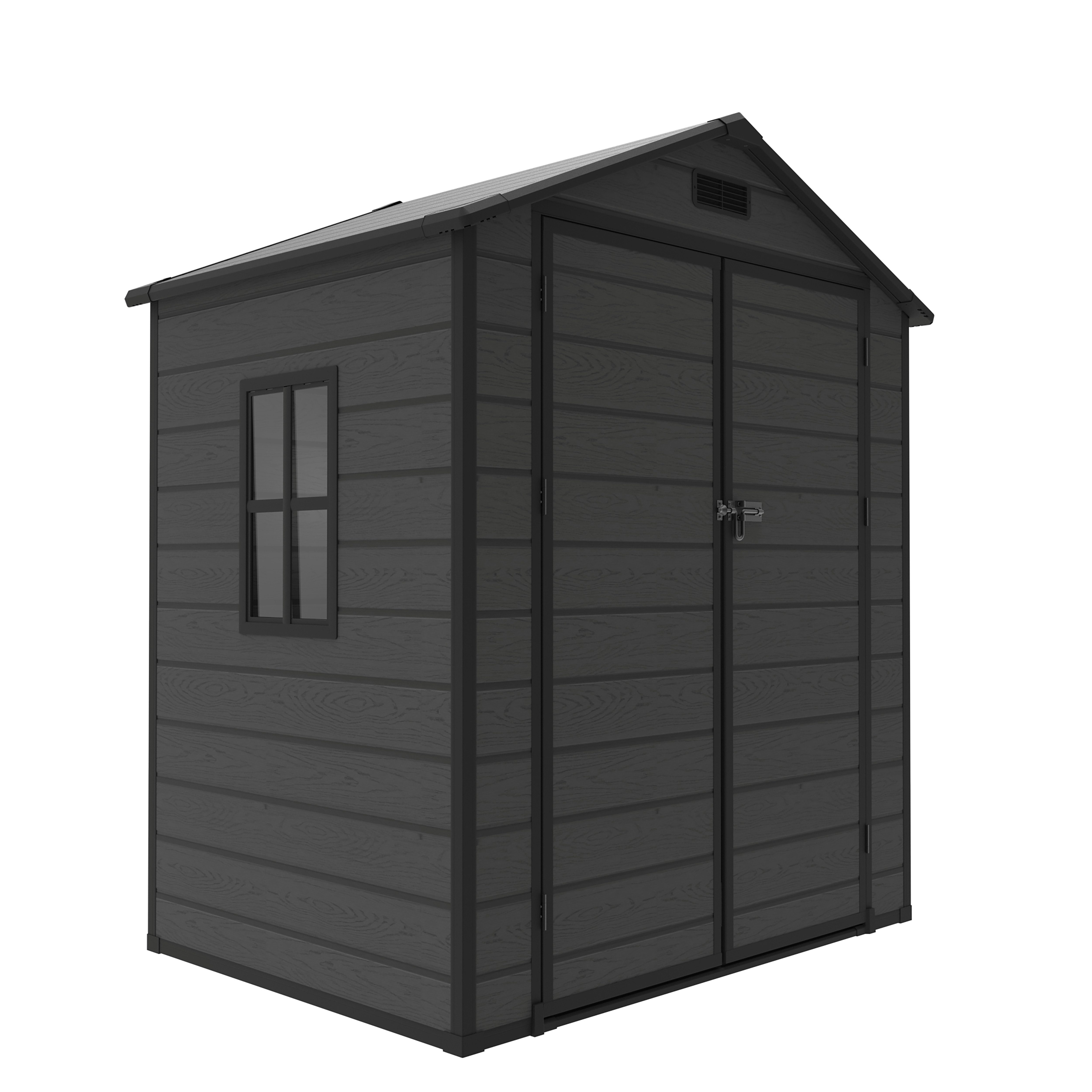 Koll Living Gartenhaus 'Norvik', aus Kunststoff Schwarz, mit Fenster & Doppeltür, BxT: 181x135 cm, abschließbar, UV- & witterungsbeständig, Doppeltür