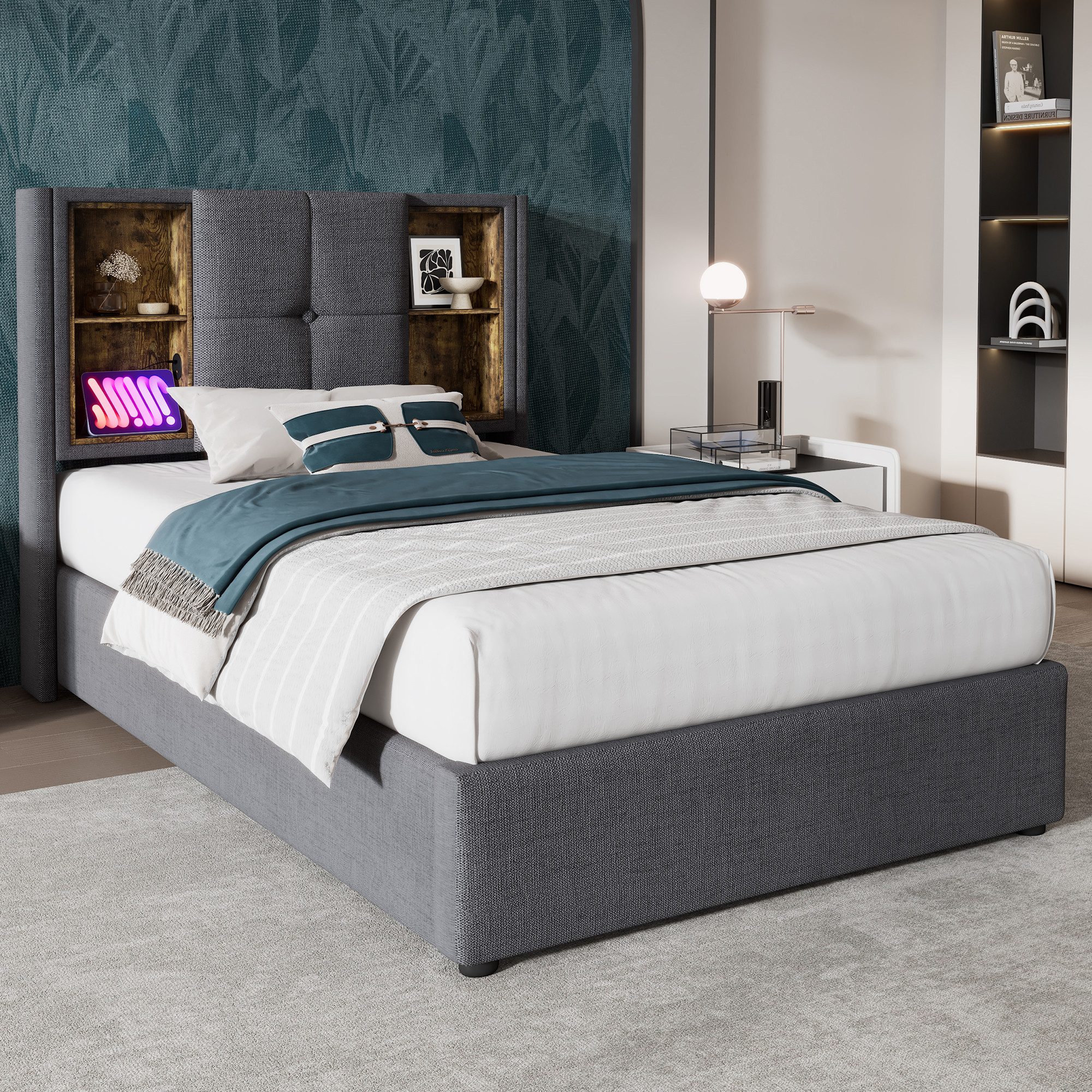 STILVORA Polsterbett 90x200 Bettgestell mit Stauraum,Jugendbett günstig online kaufen