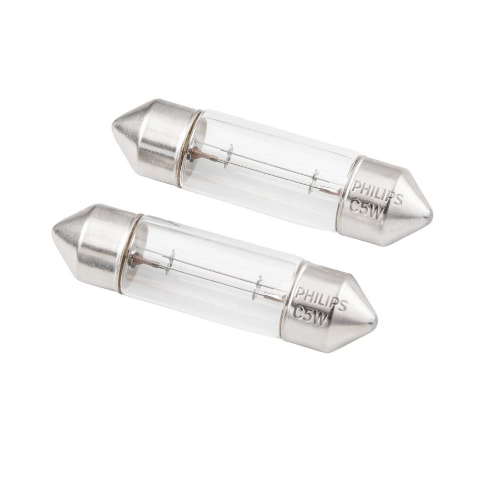 Philips KFZ-Ersatzleuchte 2x Philips Vision C5W Soffitte 12V 5W 36mm SV8,5 Glühlampen, C5W-/SV8,5-Fassung, 2 St., Philips Markenqualität, OEM-Standard, 36 mm Soffitte
