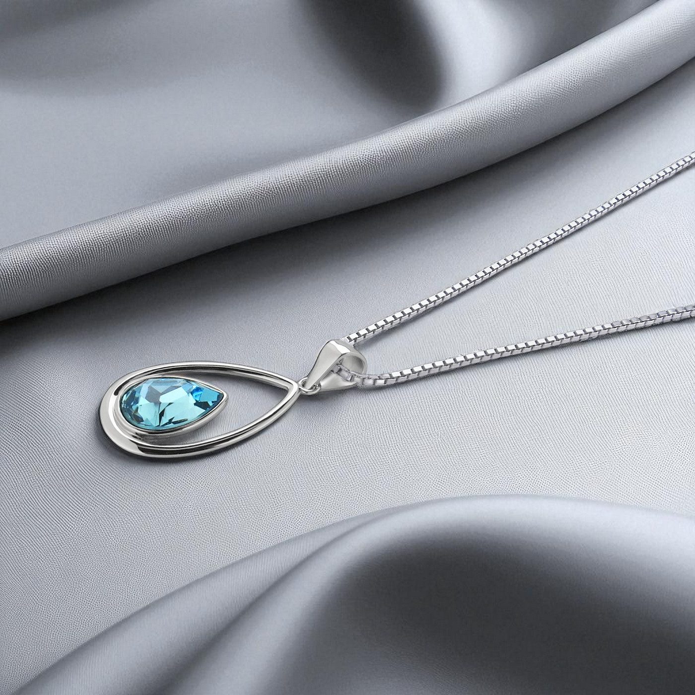 Schöner-SD Kette mit Anhänger Damen Halskette 925 Silber Tropfenanhänger mi günstig online kaufen