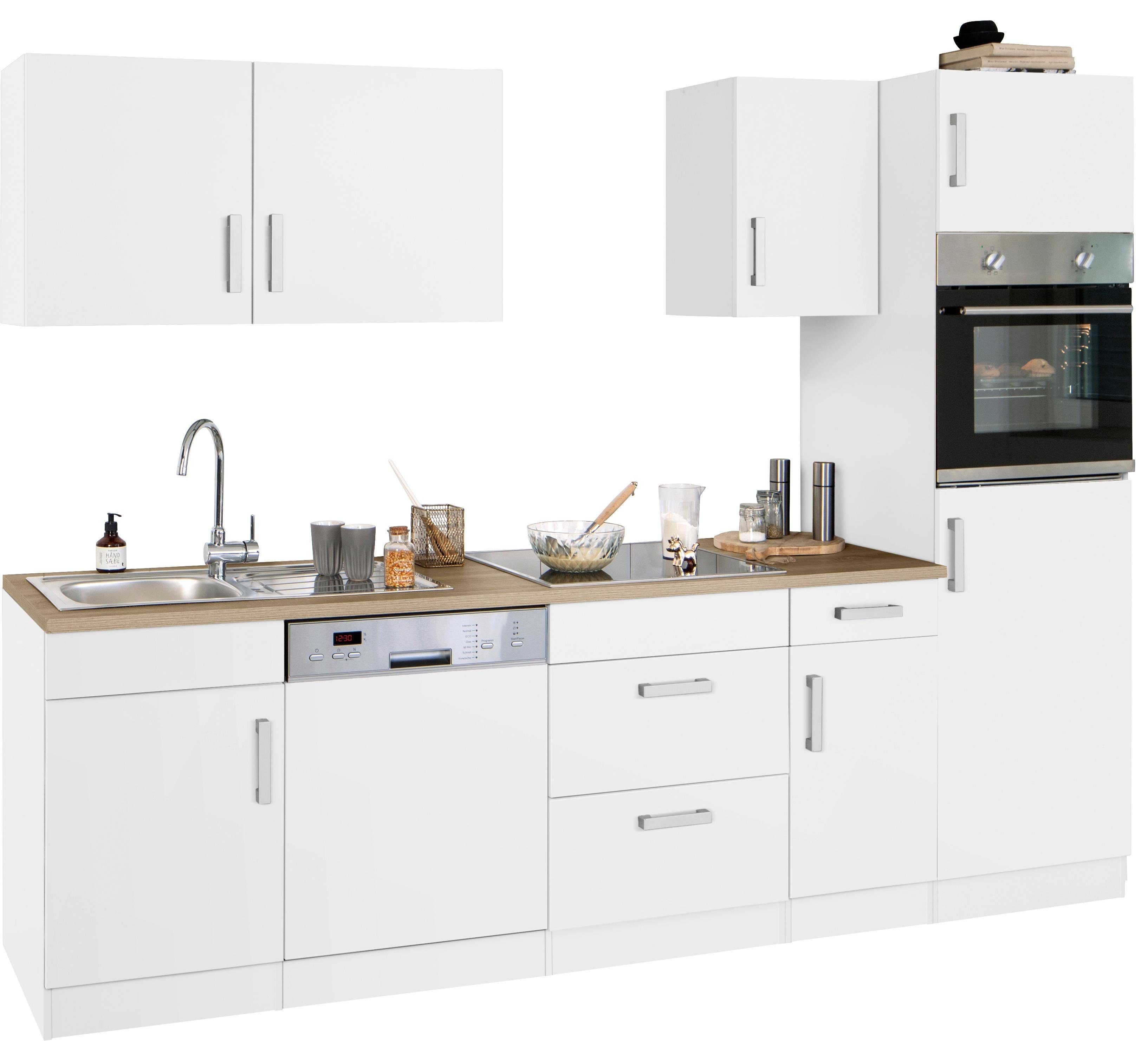 KOCHSTATION Küchenzeile KS-Gera, Breite 270 cm, wahlweise mit E-Geräten, mit Arbeitsplatte