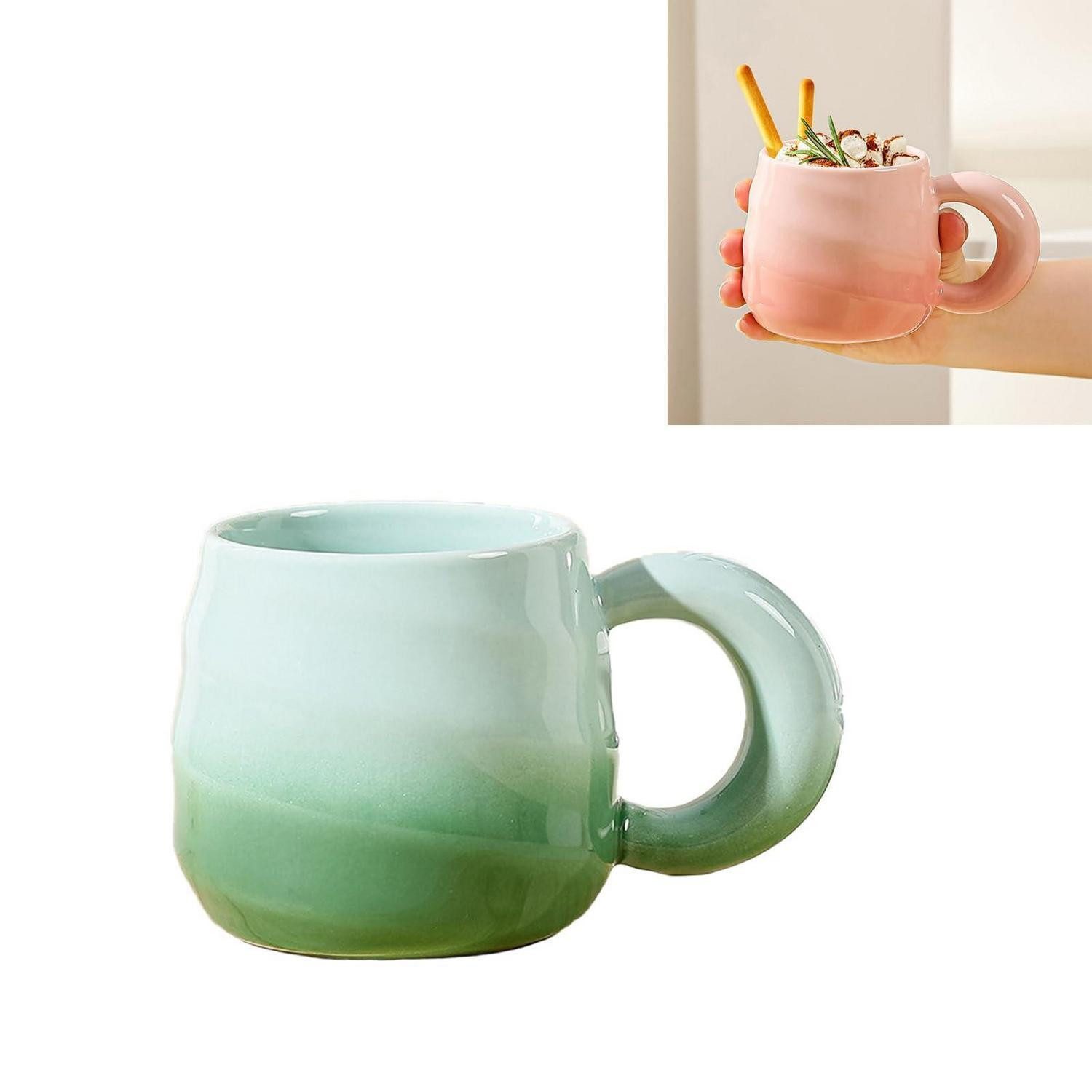 LuxusKollektion Tasse Kaffeetasse 400ml sanfter Farbverlauf Grün, Keramik