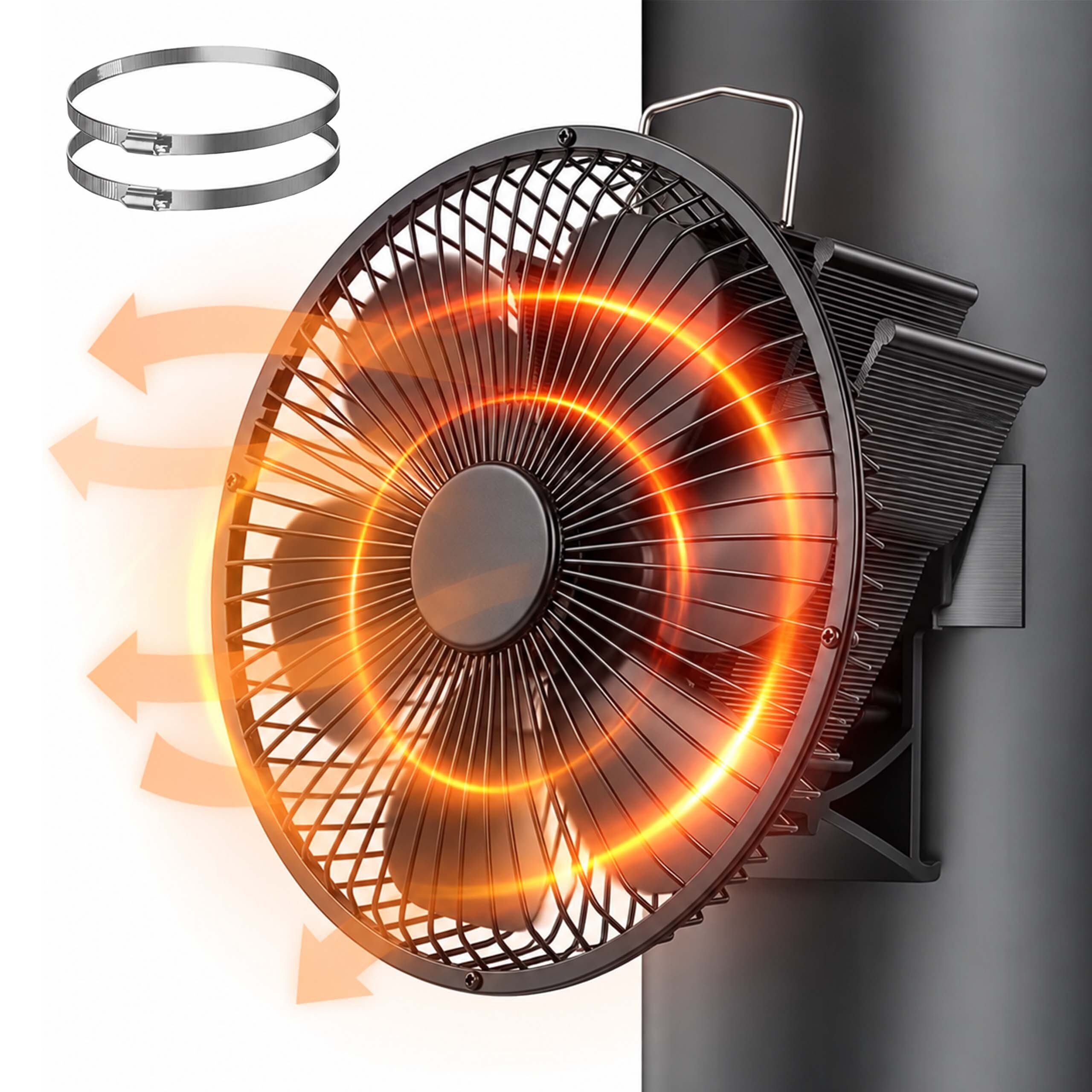 relaxdays Kaminventilator Ofenrohr Schutzgitter
