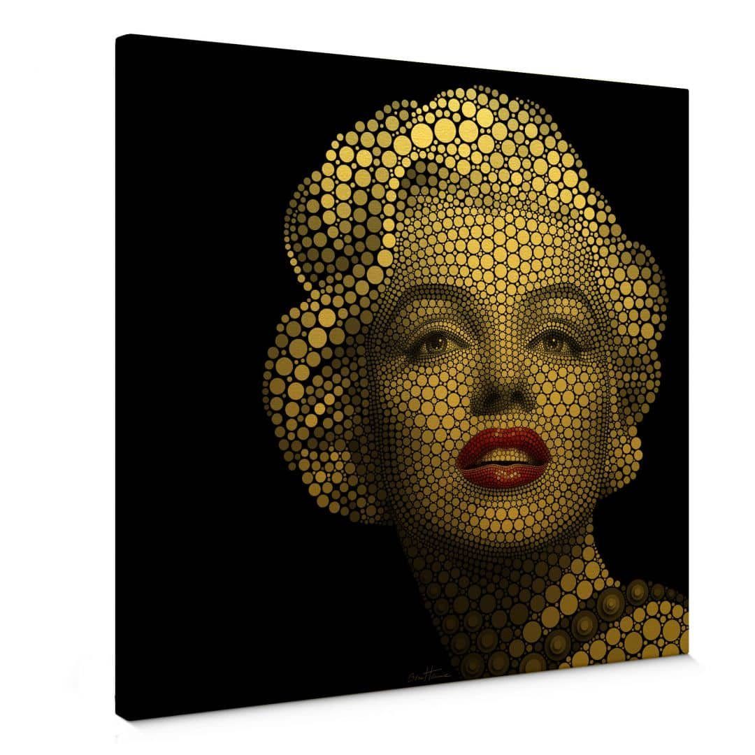 K&L Wall Art Leinwandbild Vintage Gold Leinwandbild Ben Heine Marilyn Monroe Ikone, handmade Wohnzimmer Wandbild