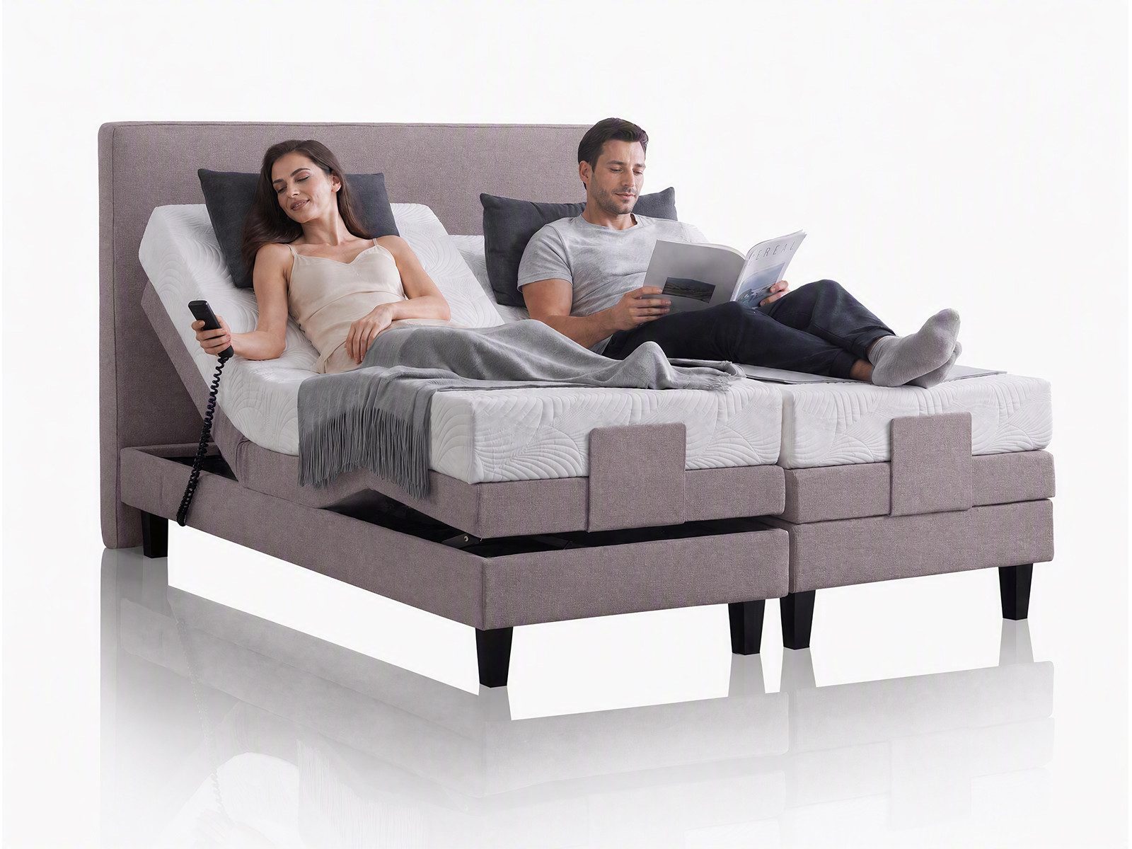 V6 Boxspringbett Motorbett 209E, elektrisch verstellbar, inkl. 7-Zonen Matratze