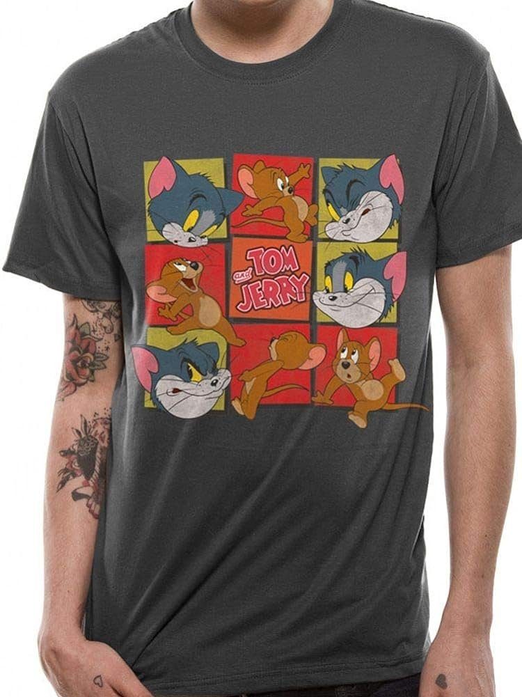 Warner Bros. and S Tom Jerry M XXL Herrengrößen T-Shirt L Print-Shirt XL grau Squares