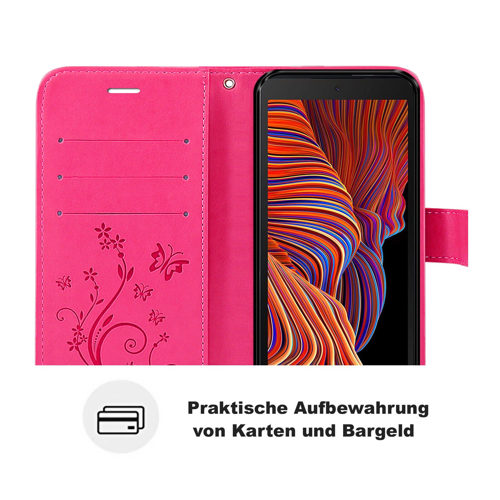 betterfon Handyhülle Handytasche für Samsung Galaxy XCover 5 Wallet Case Cover Handyhülle, Wallet Case mit Kartenfächern Magnetverschluss und weicher Innenhülle – Bild 3 von 5