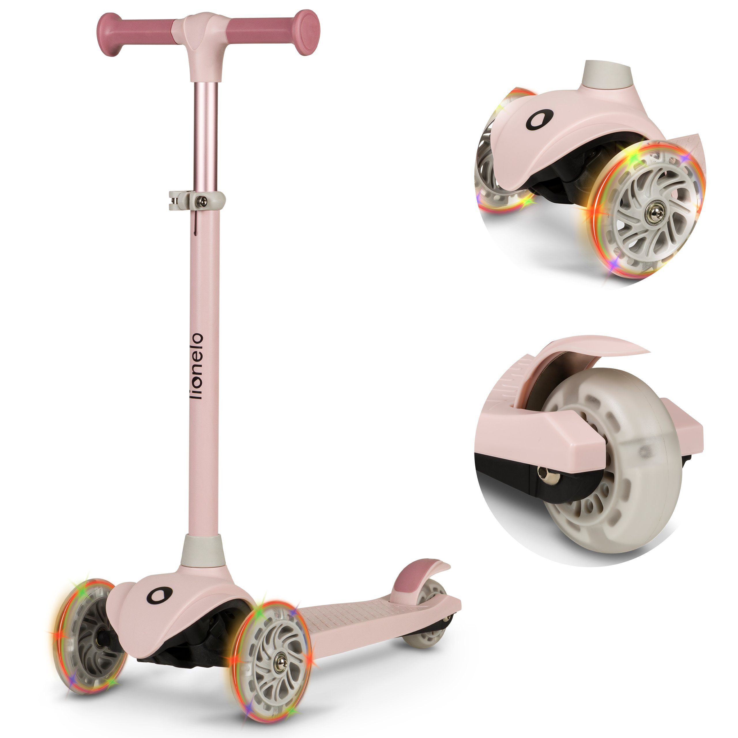lionelo Dreiradscooter JESSY, (Set, Set), 3 Räder/LED-Räder/Lenker 65–80cm