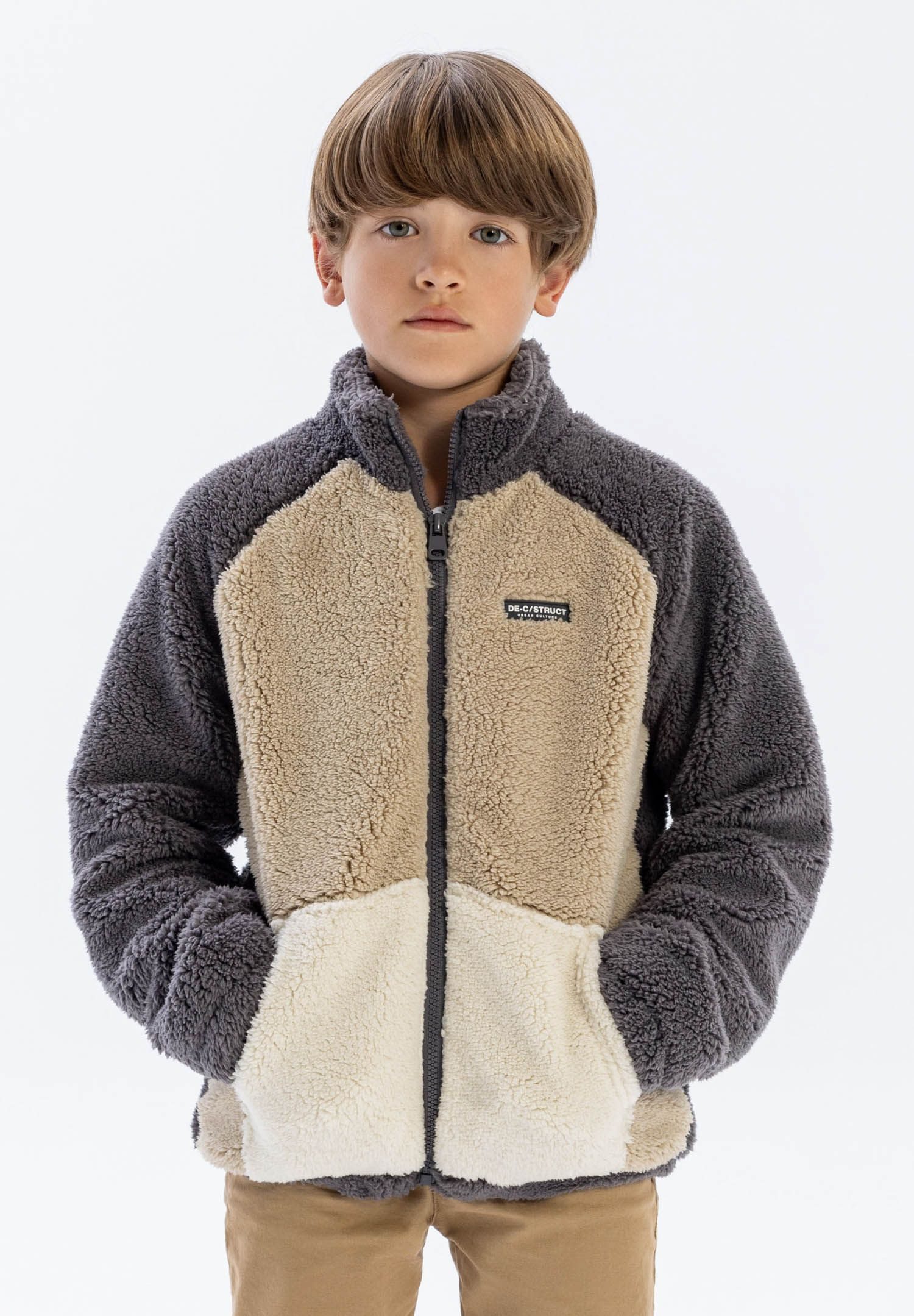MINOTI Sweatshirt Sherpa-Jacke mit Kontrasttasche und modischem Aufnäher  ( günstig online kaufen