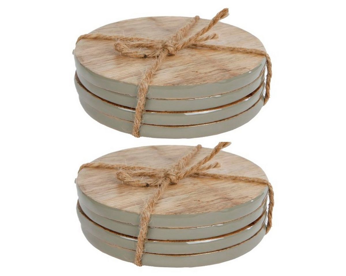 Macosa Home Getränkeuntersetzer Glasuntersetzer Untersetzer rund Holz Tischdeko Platzset, Zubehör für Flaschen Gläser Tassen, 8er Set, 8-tlg.
