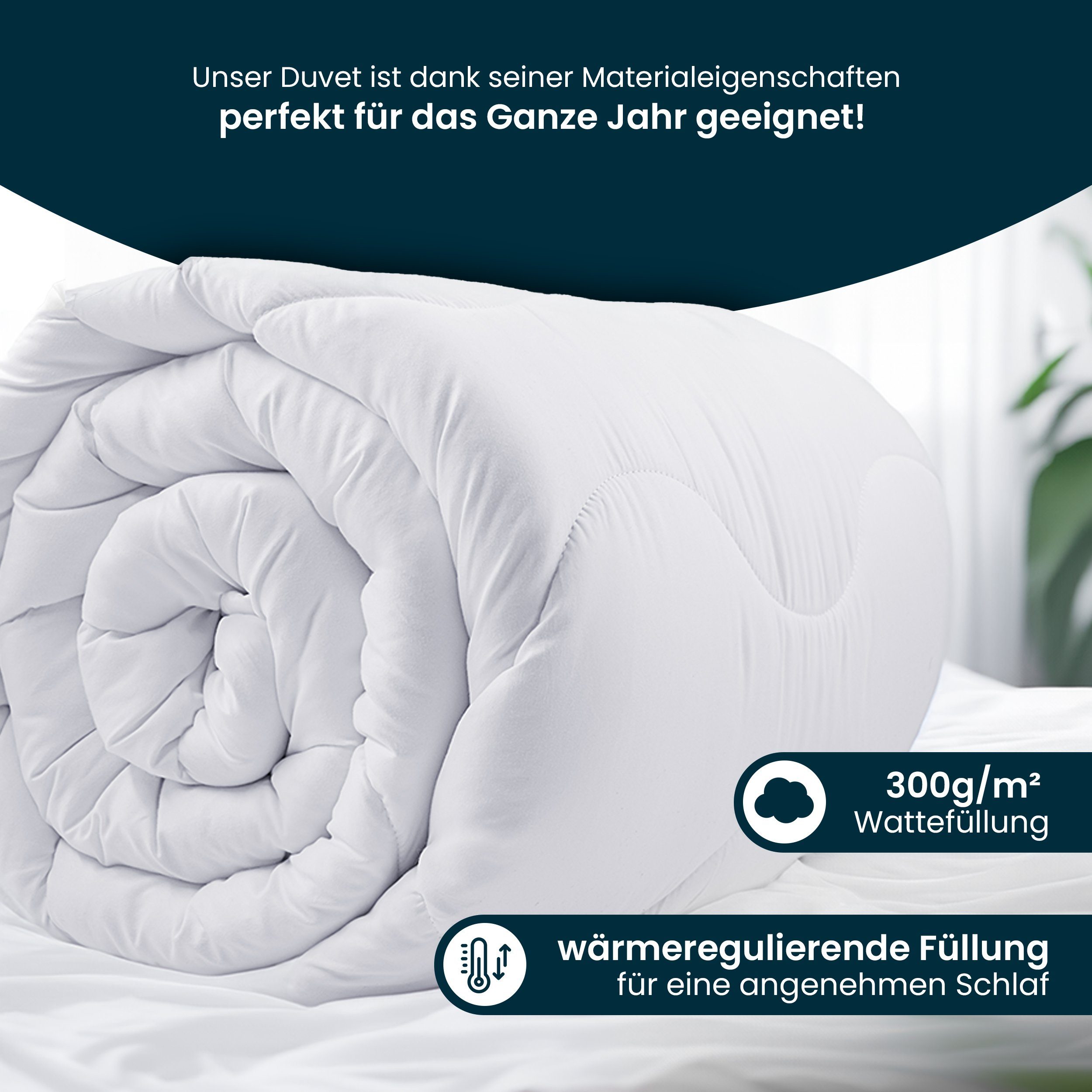 Gentle North Microfaserbettdecke + Kopfkissen Bettdecke & Kopfkissen-Set - 2-Set Kopfkissen - Ganzjahresdecke, Füllung: 100% Polyester, Reißverschluss beim Kissen - waschbar - allergikerfreundlich