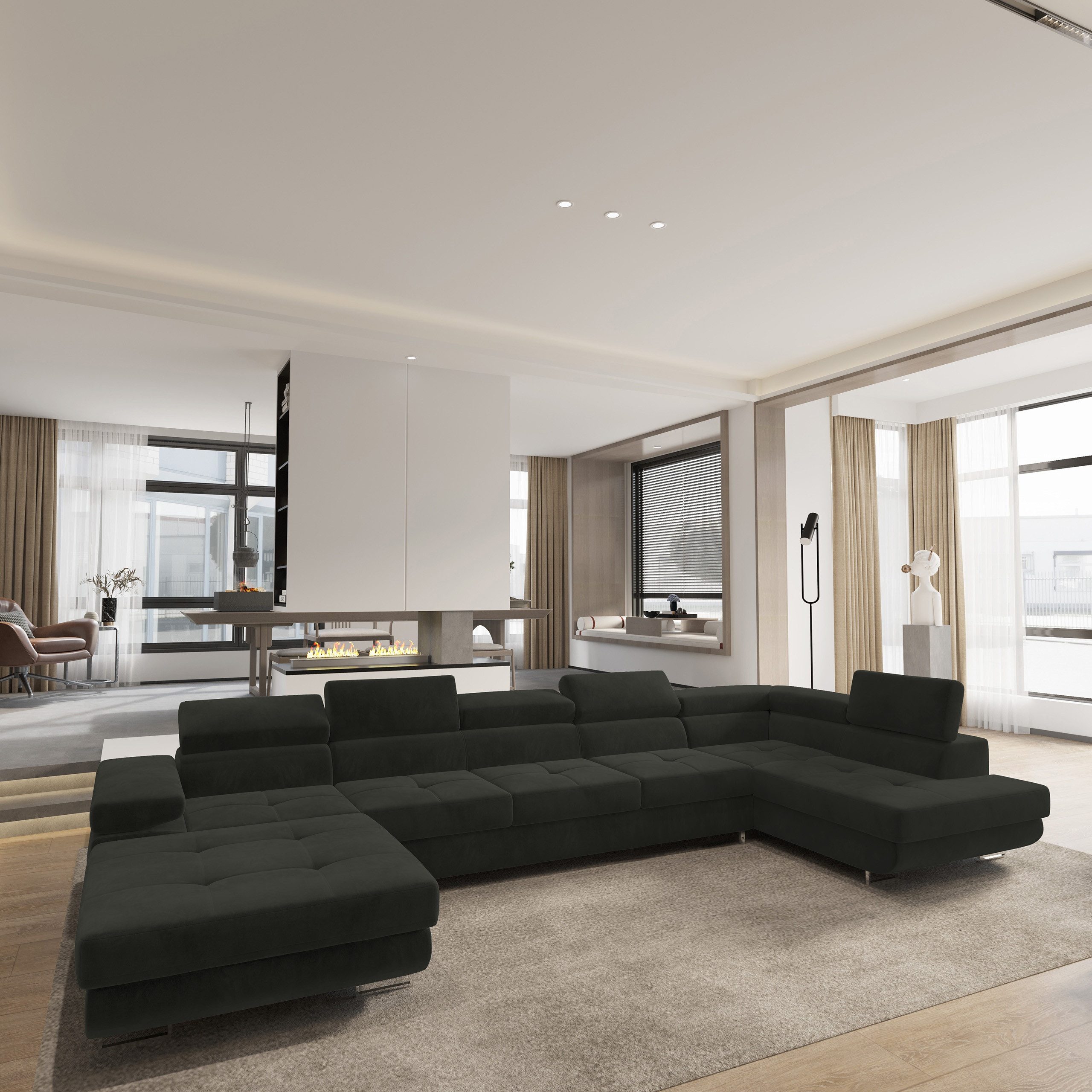 Masseno Ecksofa TORIVA mit Schlaffunktion U-Form, Sofa mit Bettkasten