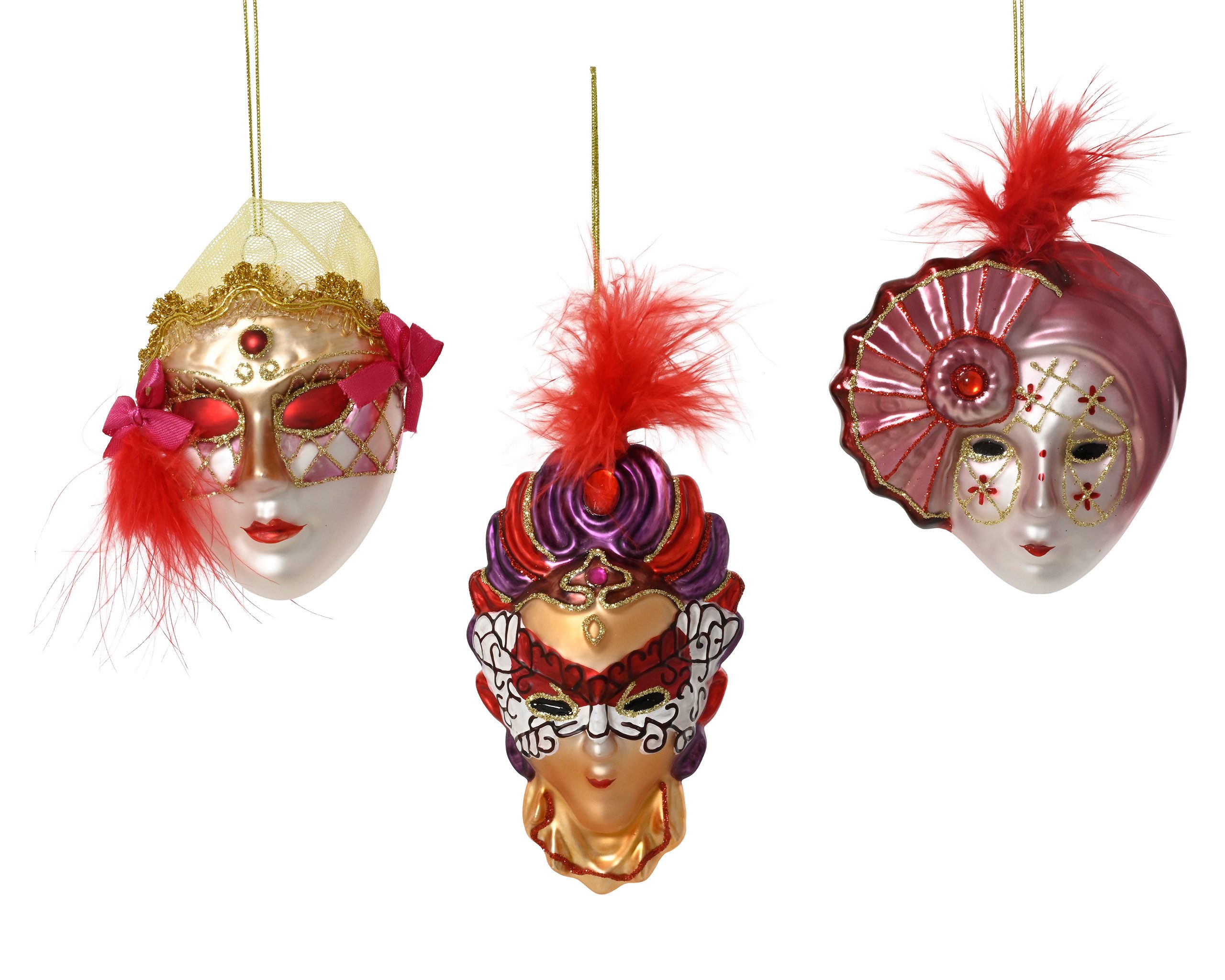 Kaemingk Christbaumschmuck, Christbaumschmuck Glas 10cm Venezianische Maske Figur 1 Stück sort.