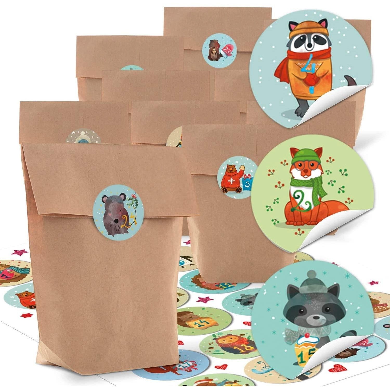 Logbuch-Verlag Dekofigur 24 Weihnachtstüten mit Weihnachtsaufkleber - als D günstig online kaufen