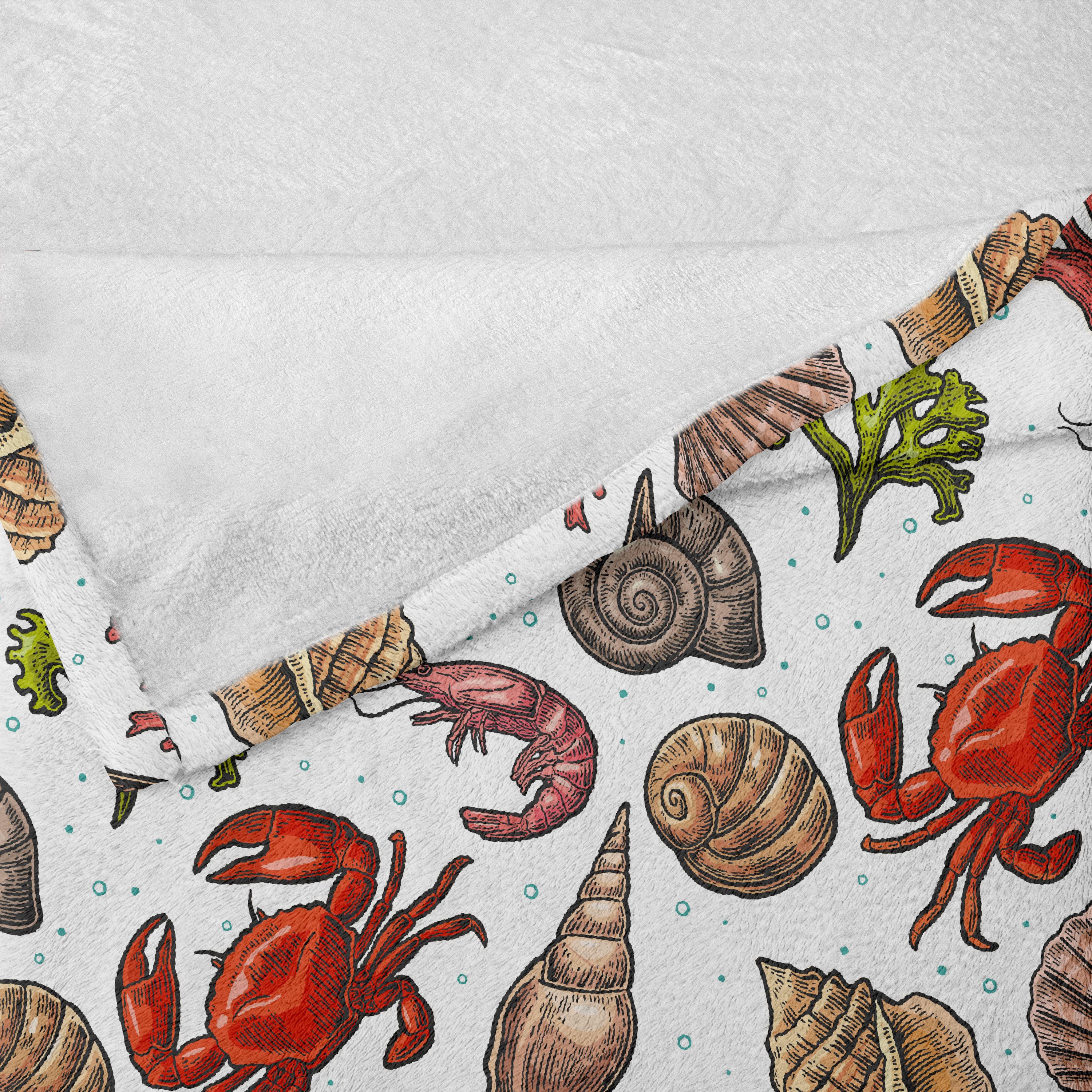 Wohndecke Gemütlicher Plüsch für den Innen- und Außenbereich, Abakuhaus, Sea Shells Maritime Garnelen