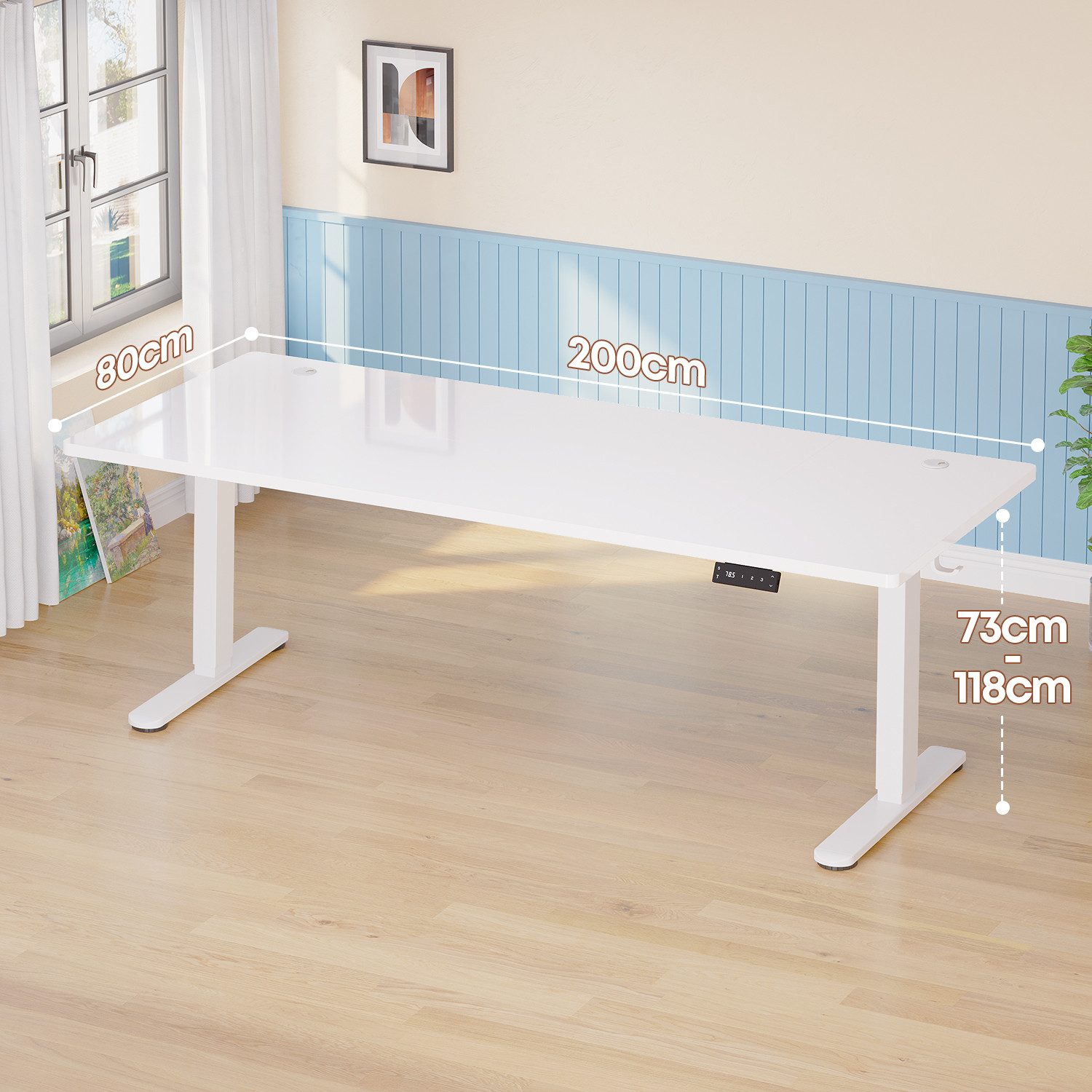 HOMALL Schreibtisch Höhenverstellbarer Schreibtisch mit 3 Höhen-Speicherfunktionen (Mehrere GrdBen 120/140/160/180/200 cm mit 1 USB-Ladanschlus Tischplate mit einerTiefe von 80 cm Der Tisch besteht aus ver Tischplaten)