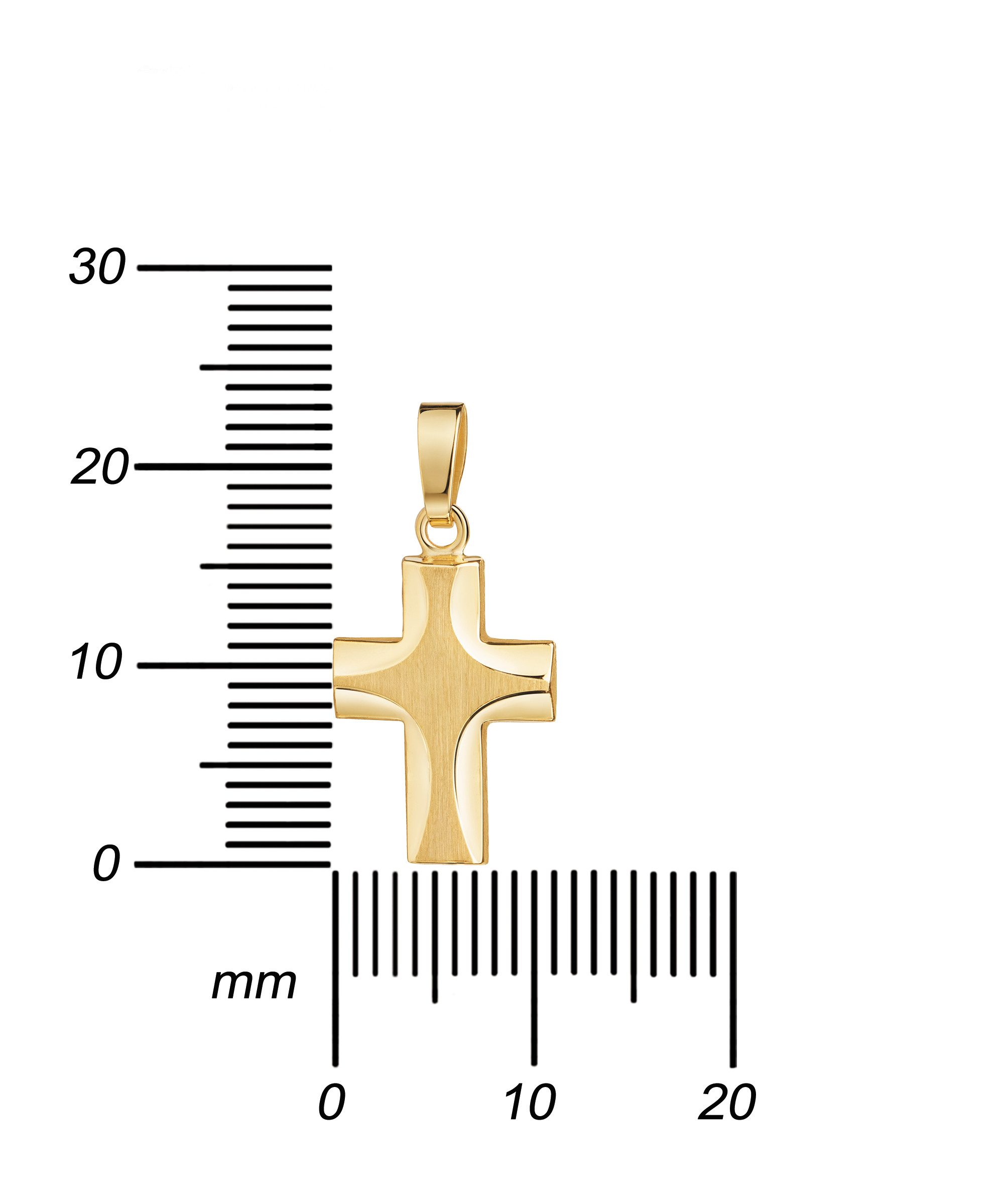 JEVELION Kreuzkette Kleiner Kreuzanhänger 585 Gold Taufkreuz - Made in Germany (Goldkreuz, für Damen und Kinder), Mit Kette vergoldet- Länge wählbar 36 - 70 cm oder ohne Kette.
