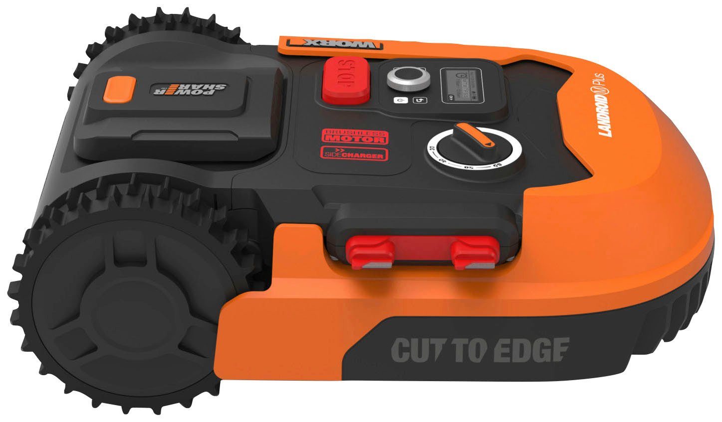 Worx Landroid M500 Plus robotic lawnmower, for lawns up to 500 m², (Set), 500m², 20V/2Ah, 18cm/30-60mm, WiFi/Bluetooth, Cut to edge, PowerShare