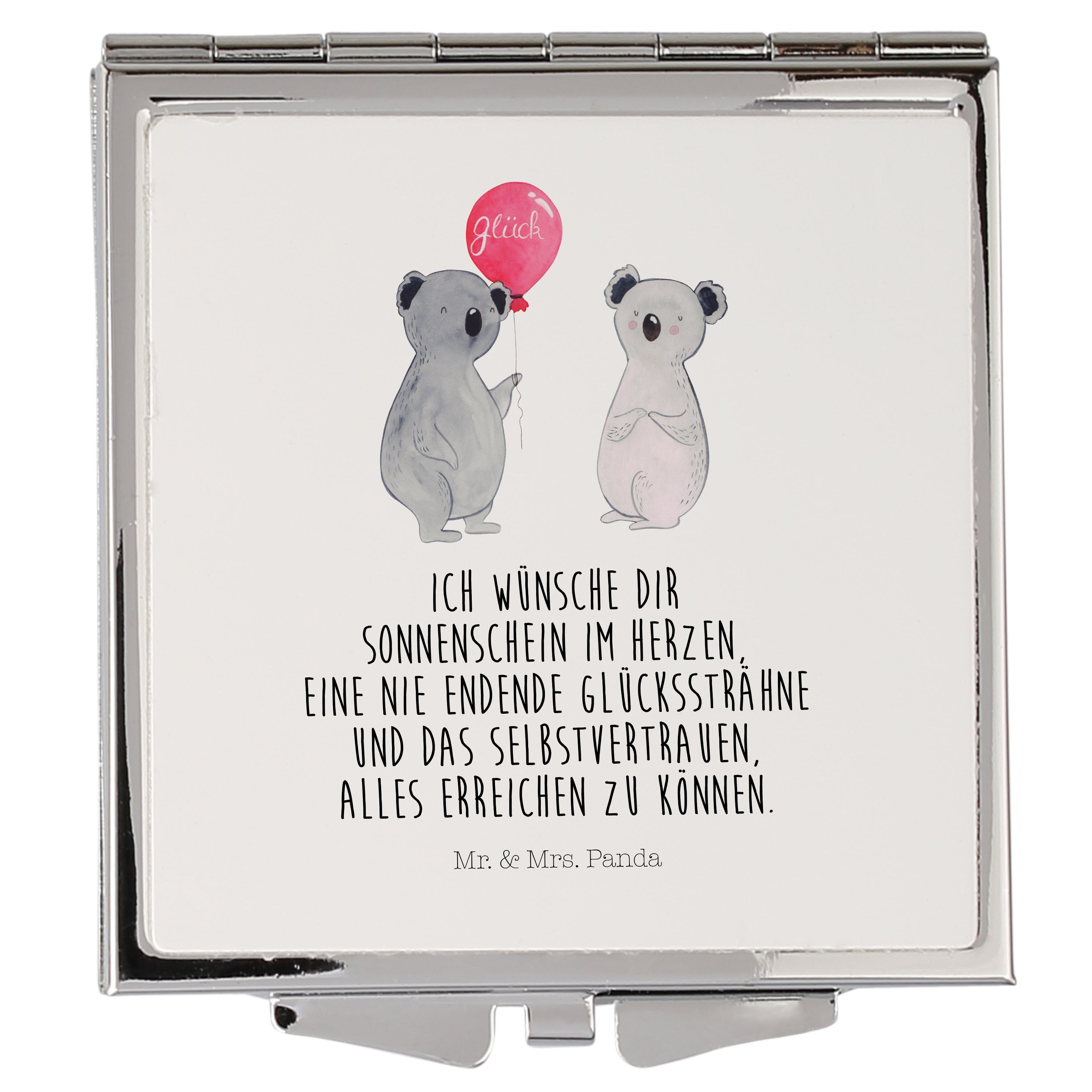Mr. & Mrs. Panda Kosmetikspiegel Koala Luftballon - Weiß - Geschenk, silber, Party, Schminkspiegel, Sp (1-St)