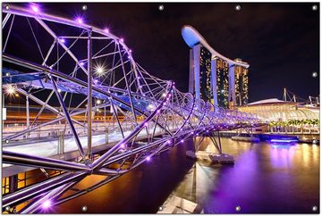 Wallario Sichtschutzzaunmatten Helix-Brücke in Singapur bei Nacht