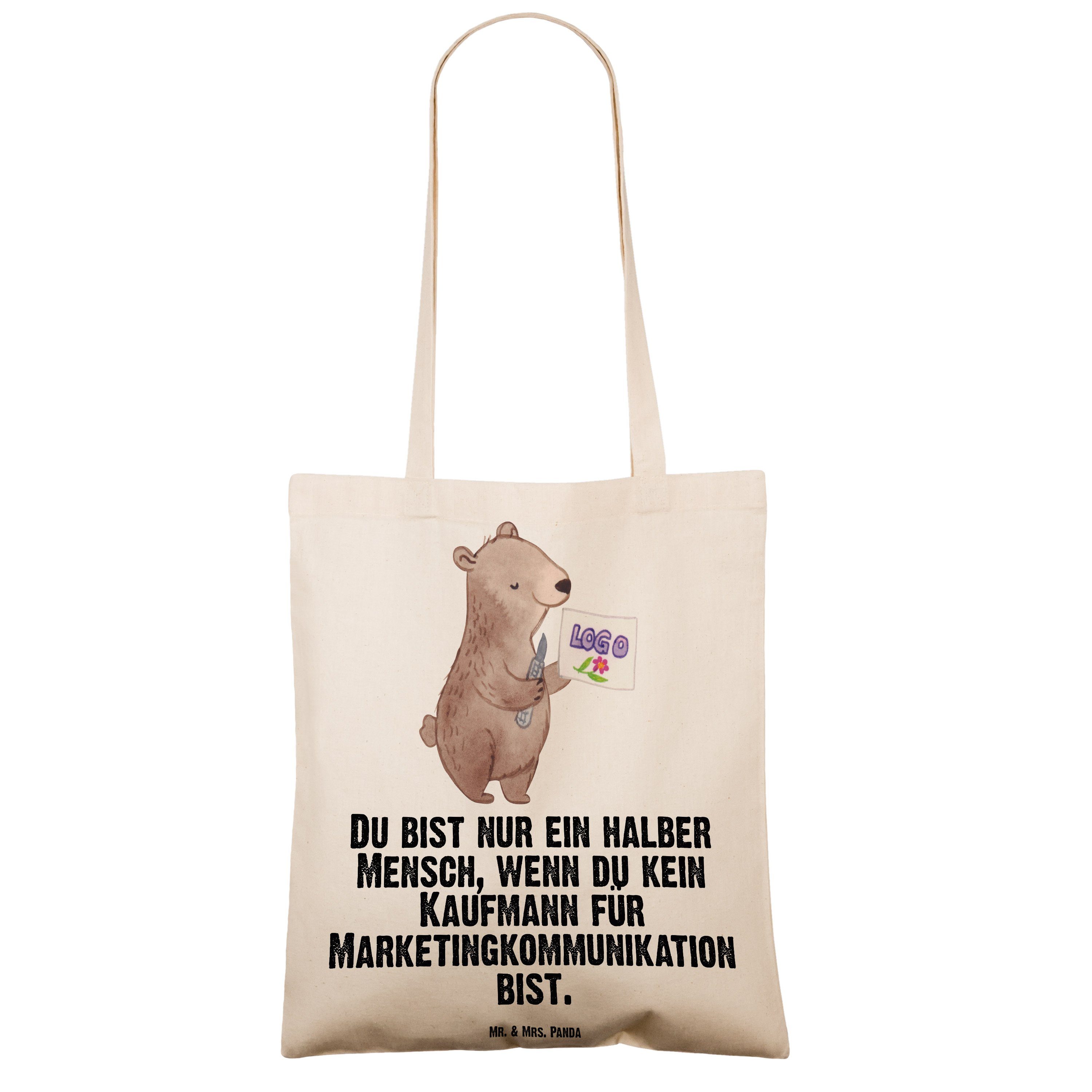- Panda - Marketingkommunikation Transparent für & (1-tlg) Tragetasche Kaufmann Geschenk Mrs. Mr. Herz mit