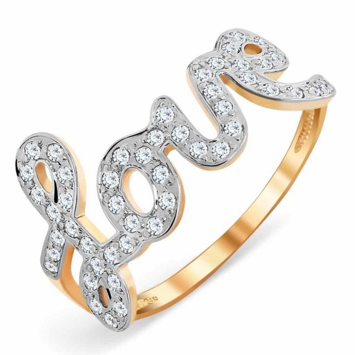 Zolotoy Goldring 585 Rosegold LOVE Fingerring Damen Ring 14K Gold 147017347 Zirkonia (1-tlg. inkl. Schmuckbox) Goldschmuck für Damen