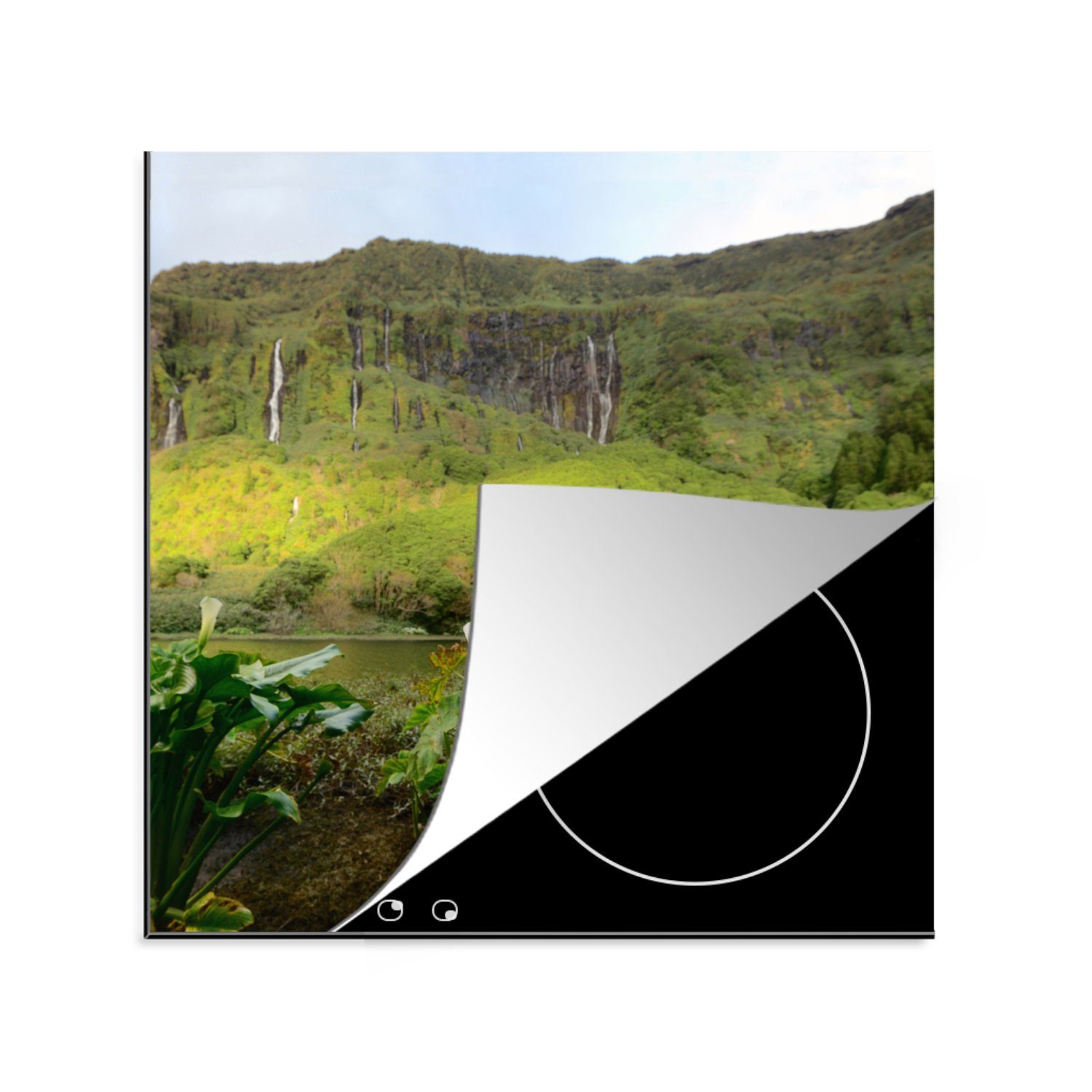 MuchoWow Herdblende-/Abdeckplatte Azoren - Natur - Lilie, Vinyl, (1 tlg), 78x78 cm, Ceranfeldabdeckung, Arbeitsplatte für küche