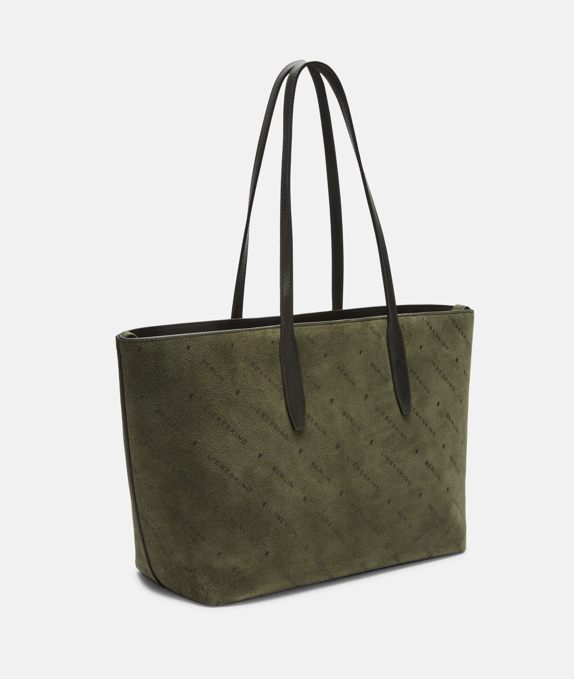 Liebeskind Berlin Shopper Monogram Shopper M, Shopper aus Veloursleder mit Liebeskind Berlin Schriftzug