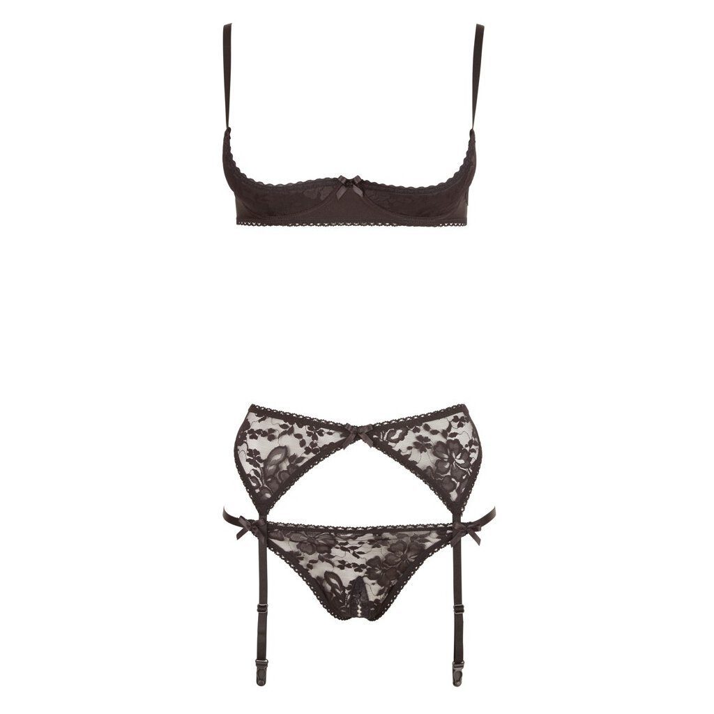 Cottelli Collection Set: Ouvert-BH Hebe Set 75B - 85C (3-tlg., 1x Hebe, 1x Riostring ouvert,1 x Strapsgurt)