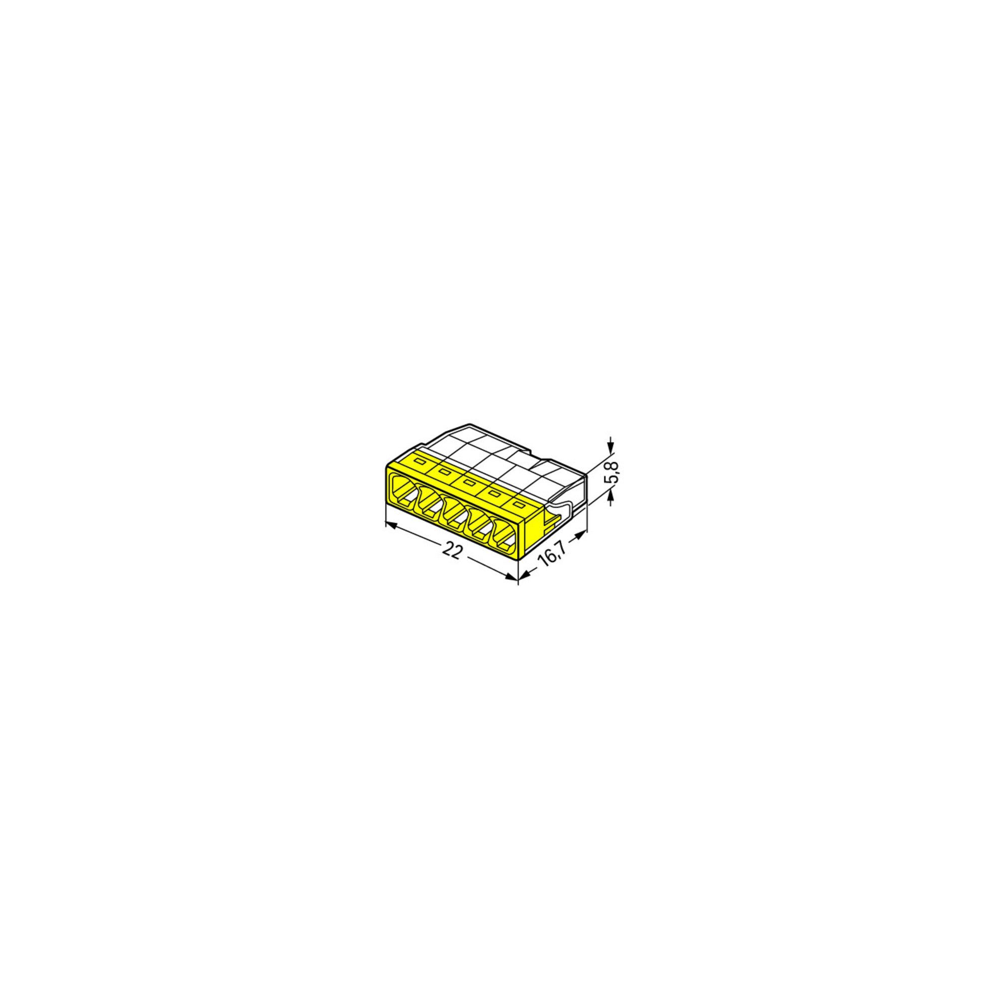 WAGO Koax-Kabelverbinder WAGO GmbH& Co. KG Verbindungsdosenklemme 5x 0.5-2.5 gelb 2273-205 100