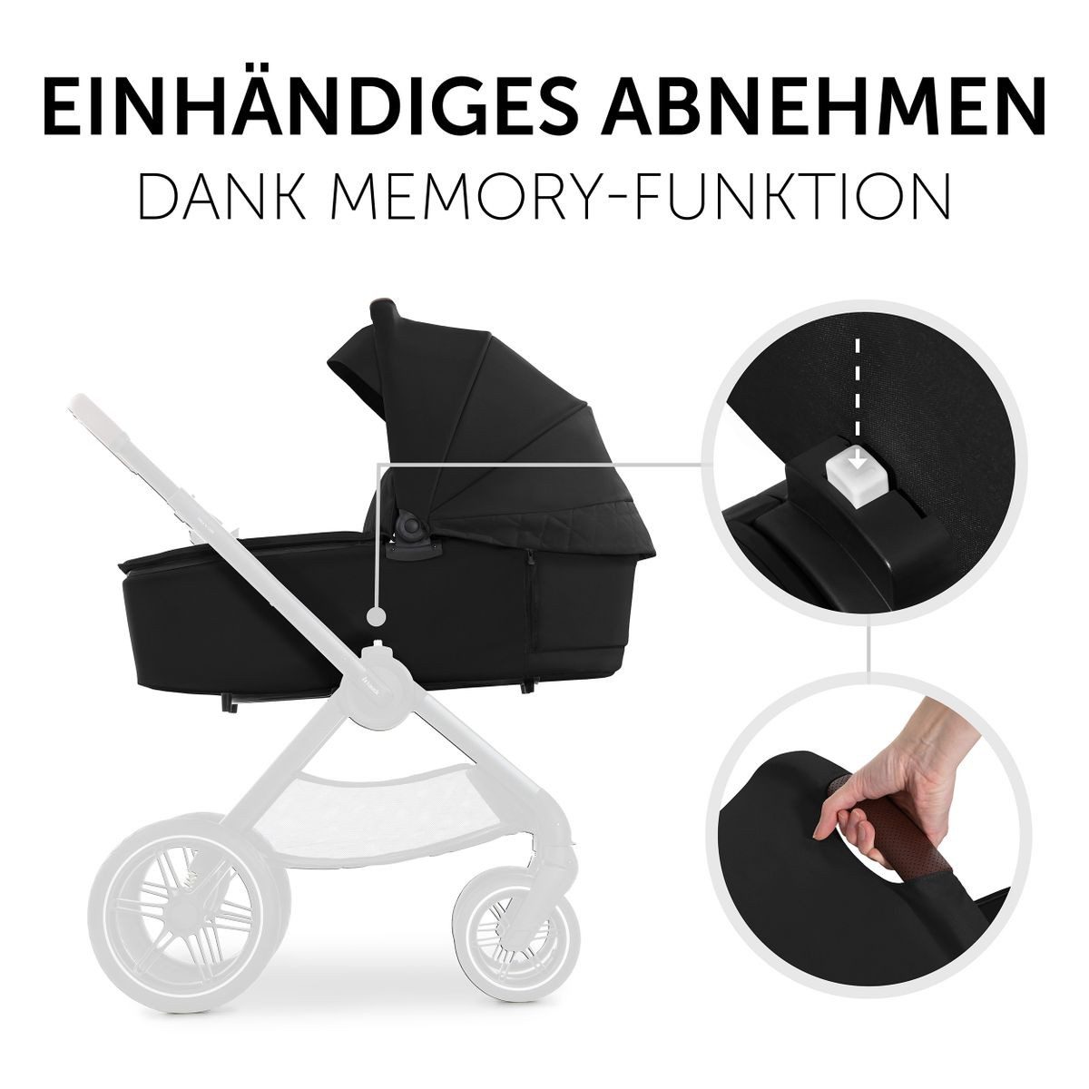 Hauck Kinderwagenaufsatz Walk N Care - Black, Faltbare Babywanne für Hauck Kinderwagen Walk N Care