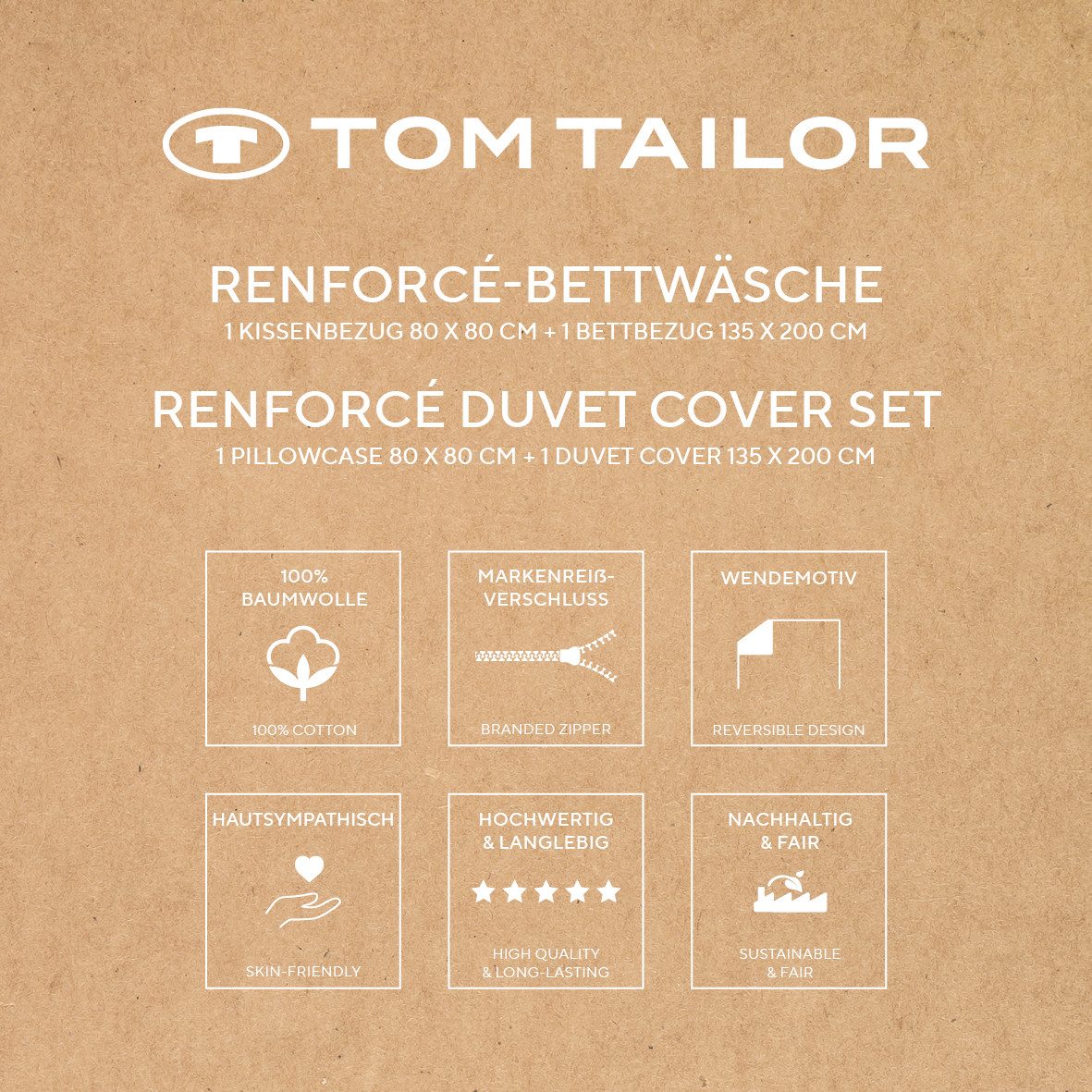 TOM TAILOR HOME Bettwäsche CHECK AND STRIPES in Gr. 135x200cm oder 155x220cm, Renforcé, 2 teilig, new bedroom, gewebtes Label – Bild 4 von 5
