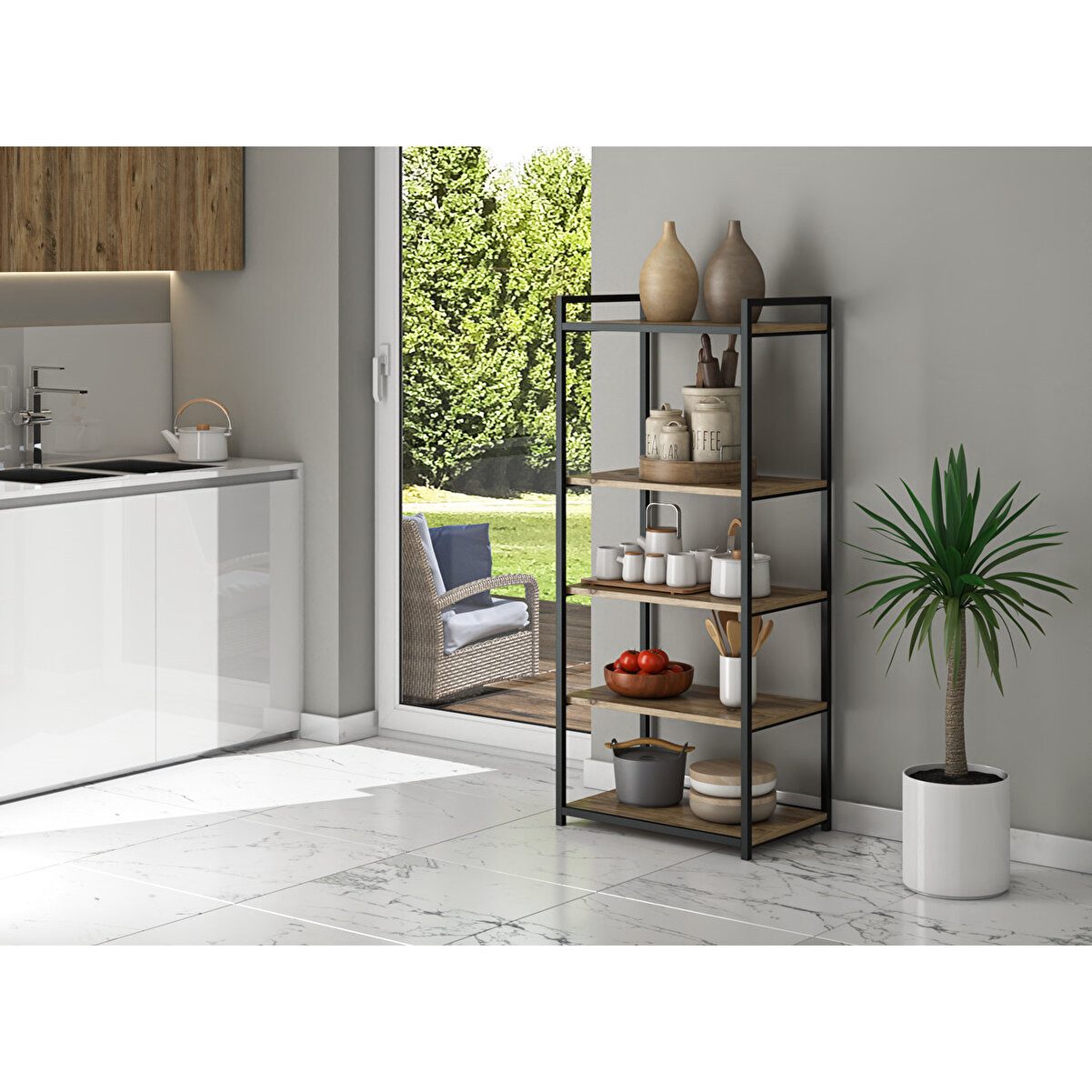 en.casa Wandregal, Metallrahmen, melaminbeschichtete Böden 91330499