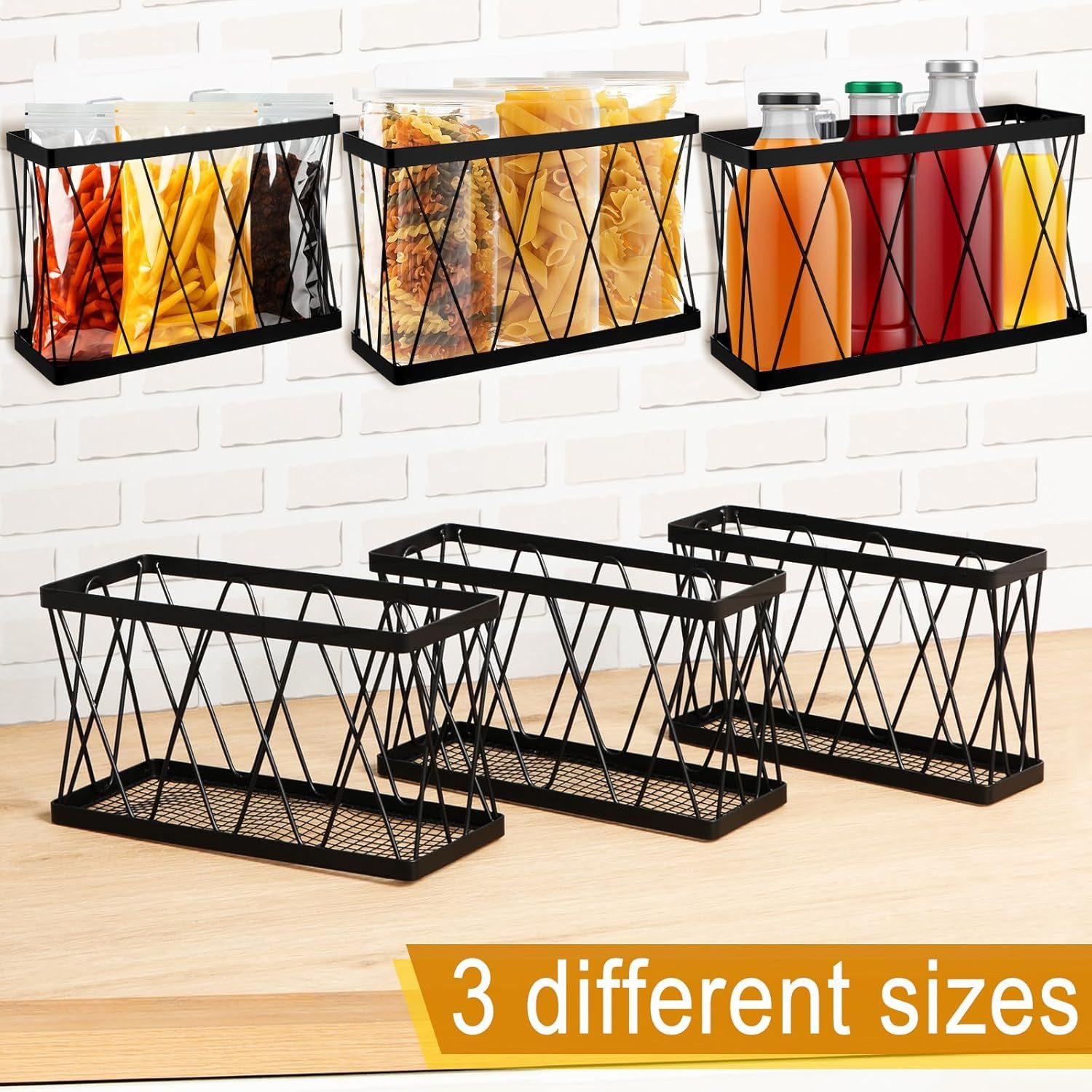 Refined Living Küchenorganizer-Set 3/6er-Set Klebe-Wandregale für Schranktüren,Hängender Organizer, (Schranktür Organizer,Türkorb Küche, Klebe Organizer, Türreg – Bild 4 von 5