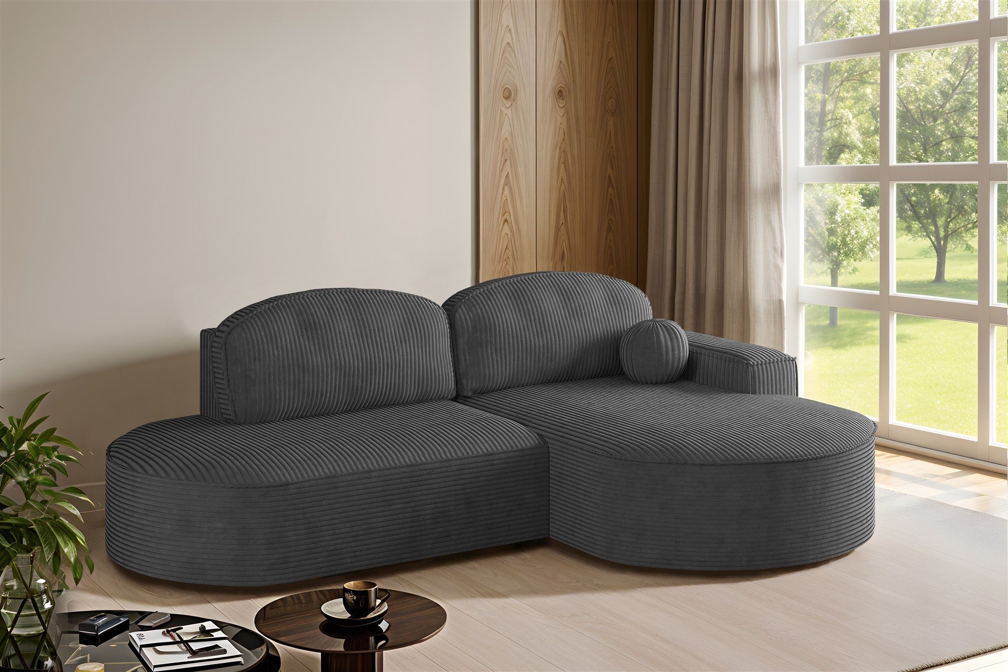 Ecksofa Schlafsofa Sofa FUN CASTIGO mit Ottomane in Stoff Poso
