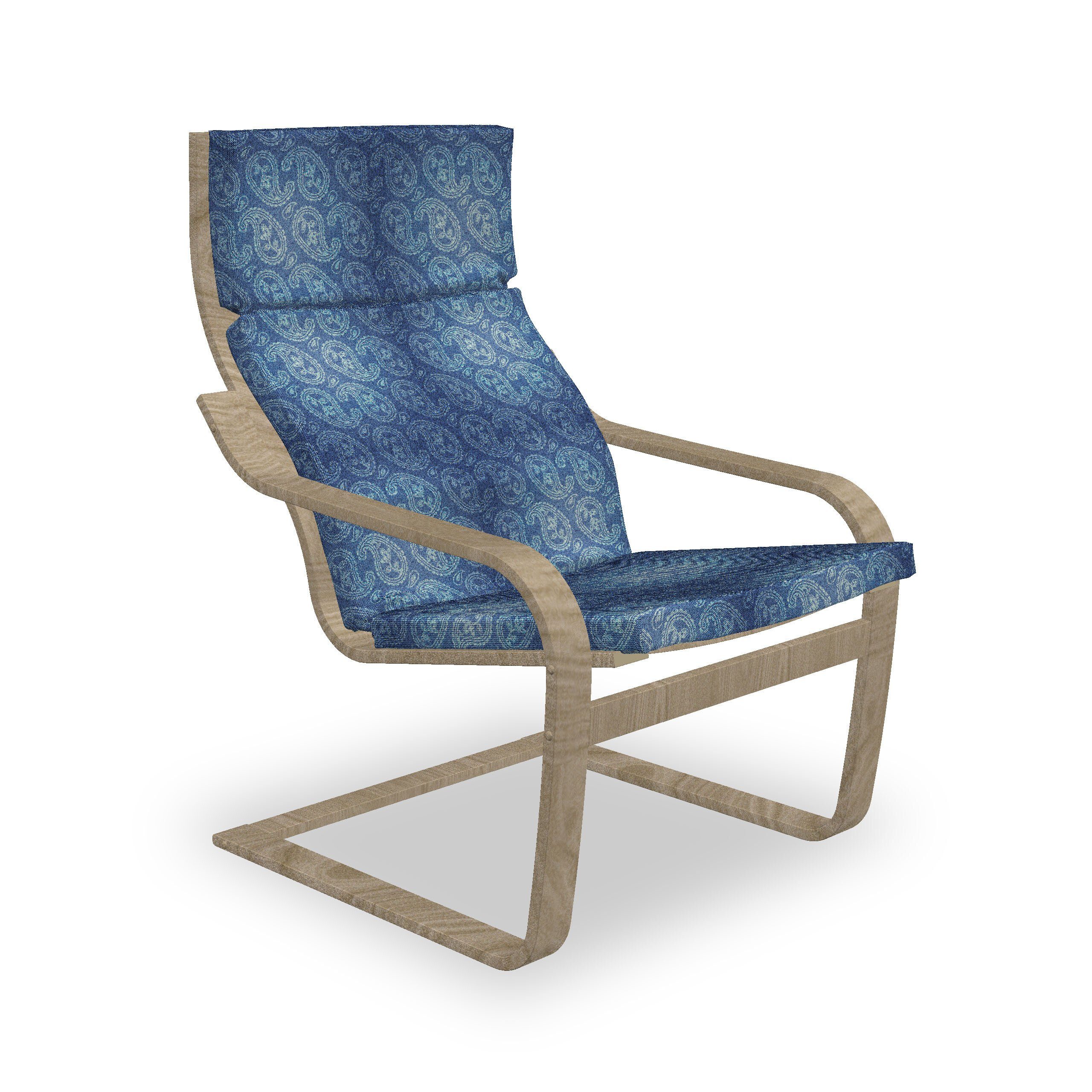 Hakenschlaufe Buta Paisley Sitzkissen Motive blau mit mit Stuhlkissen Reißverschluss, Stuhlkissen Kurvige und Kunst Abakuhaus