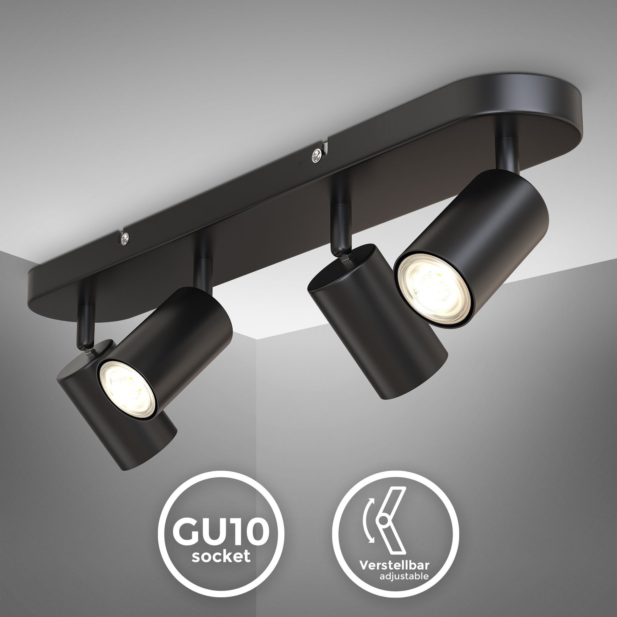 B.K.Licht Deckenspots, ohne Leuchtmittel, 4-flammige Spotlampe,schwenkbar, günstig online kaufen