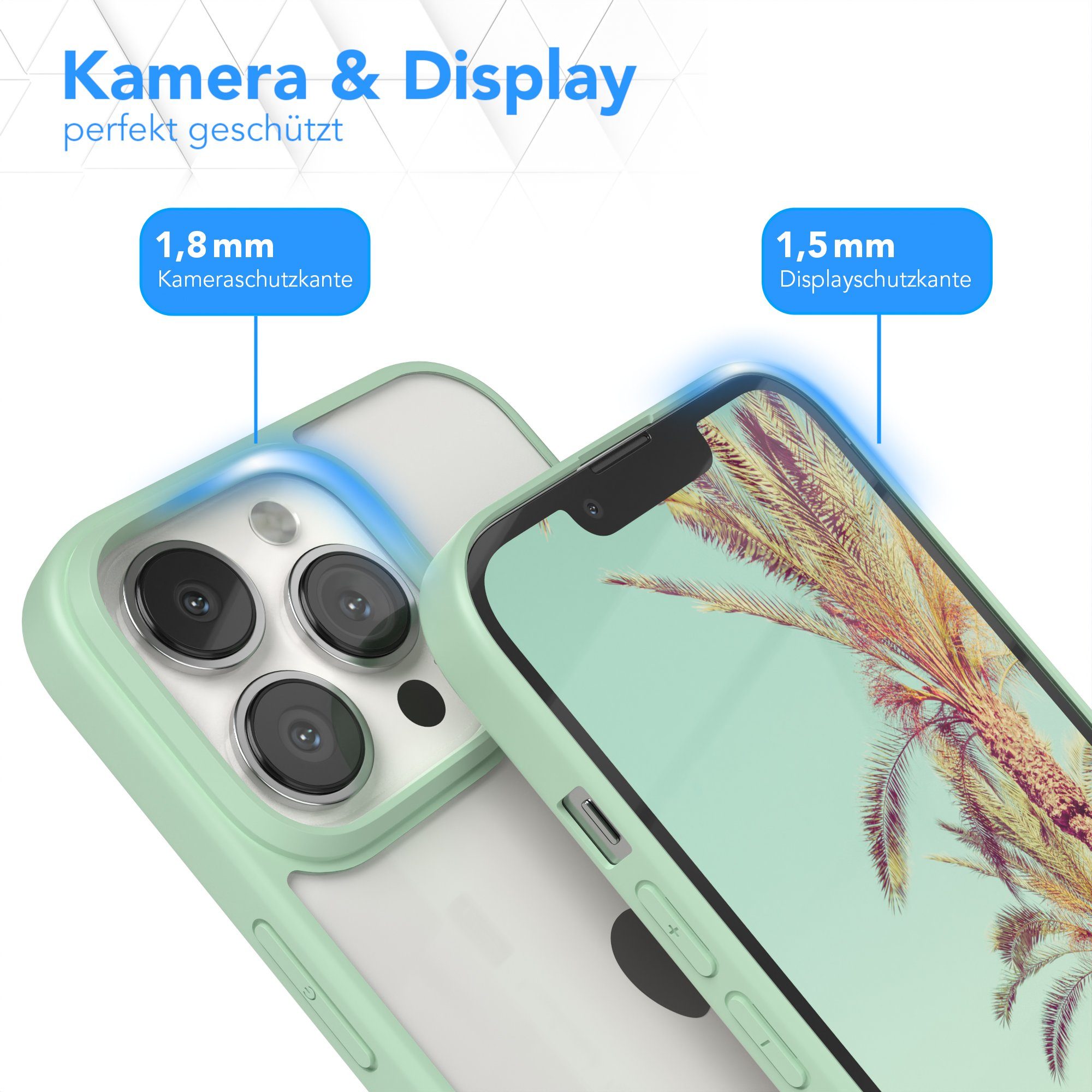 EAZY CASE Handyhülle Bumper Case für Apple iPhone 13 Pro 6,1 Zoll, Schutzhülle mit Kameraschutz Slim Cover Durchsichtig kratzfest Grün