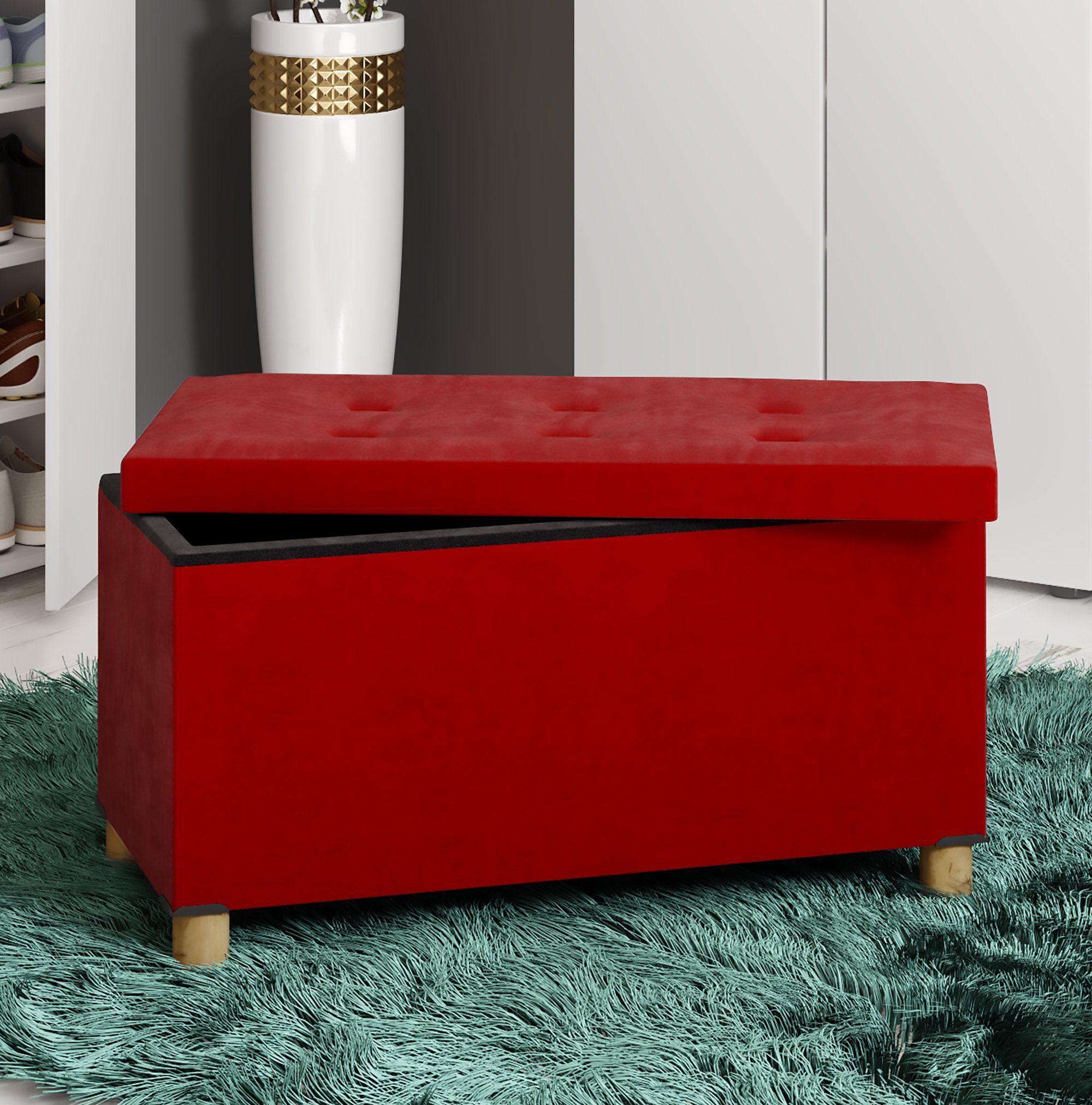 VCM Schuhbank Stoff Sitztruhe Sitzbank Truhe Box Kiste Sizos L günstig online kaufen