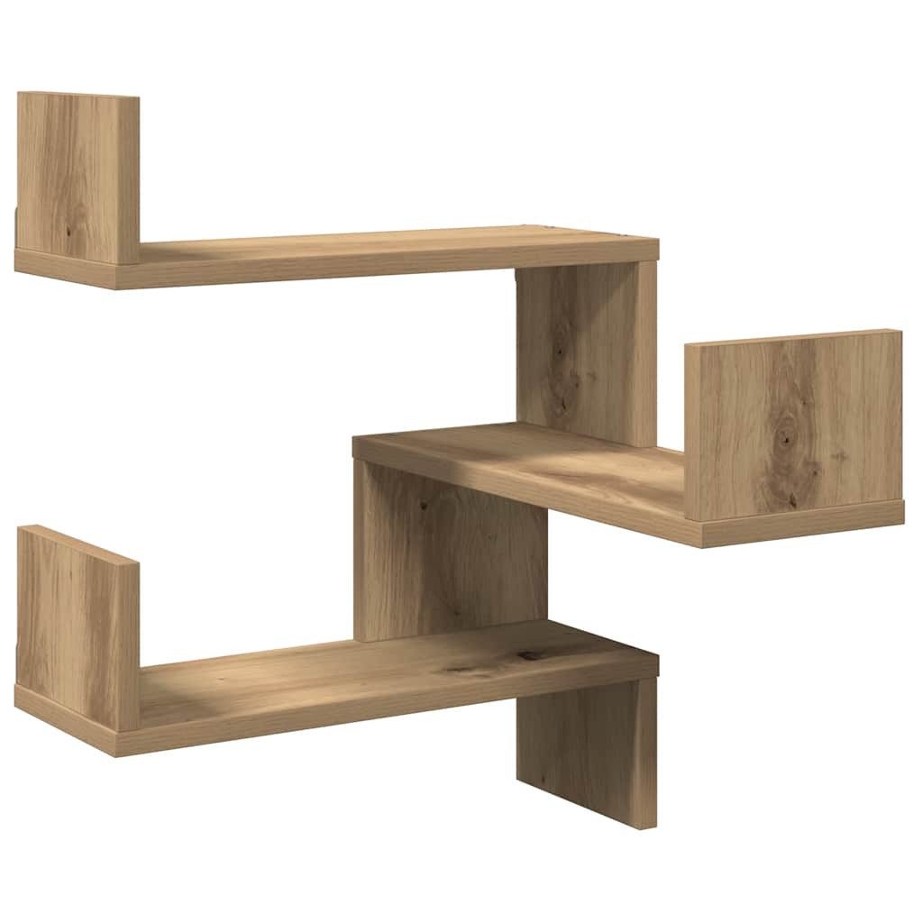 vidaXL Eckregal, Wand-Eckregale 2 Stk. Artisan-Eiche 40x40x49,5 Holzwerkstoff