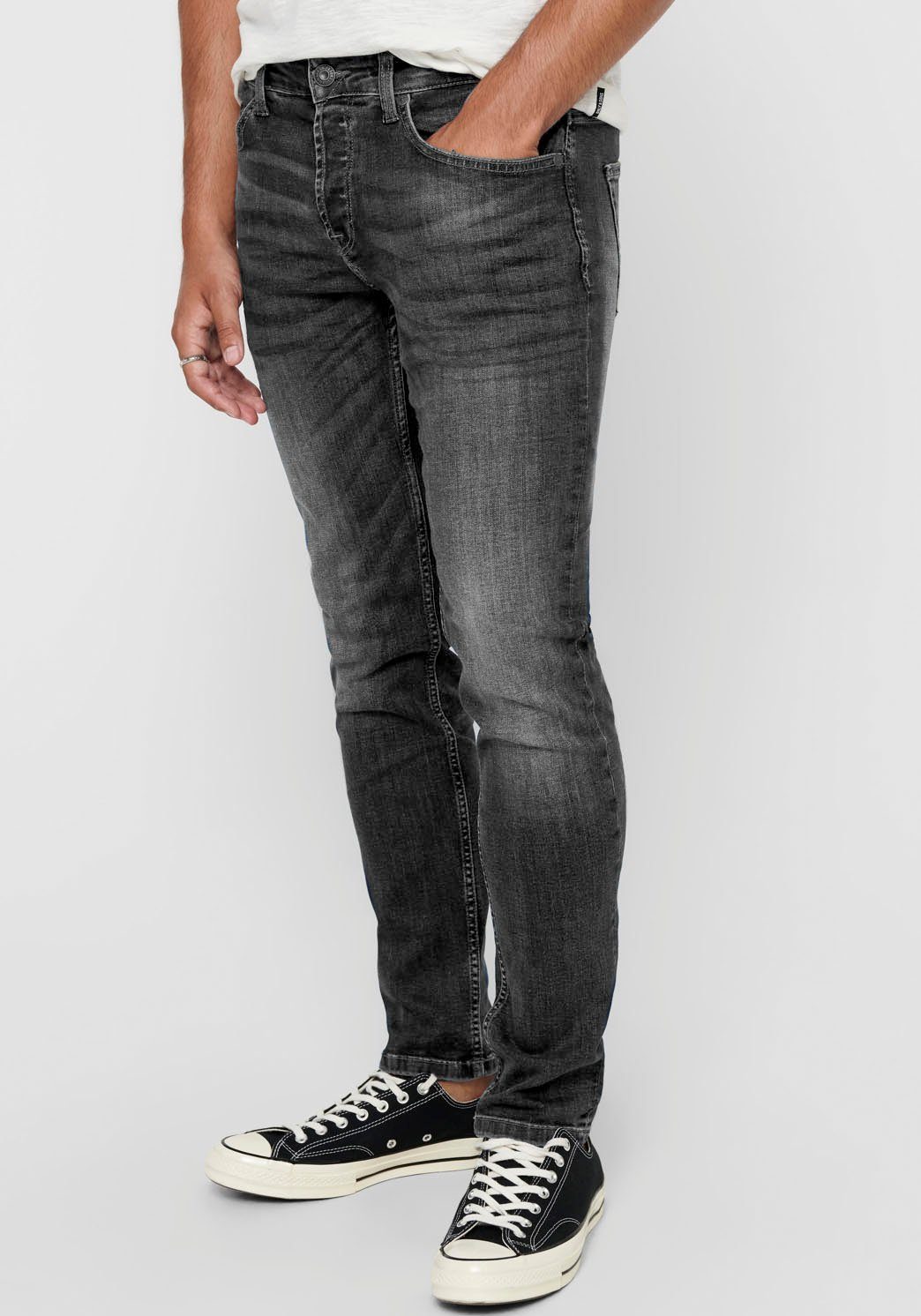 REG. 6458 D. GREY ONLY ONSWEFT Dark JEANS VD Slim-fit-Jeans Grey Denim SONS &