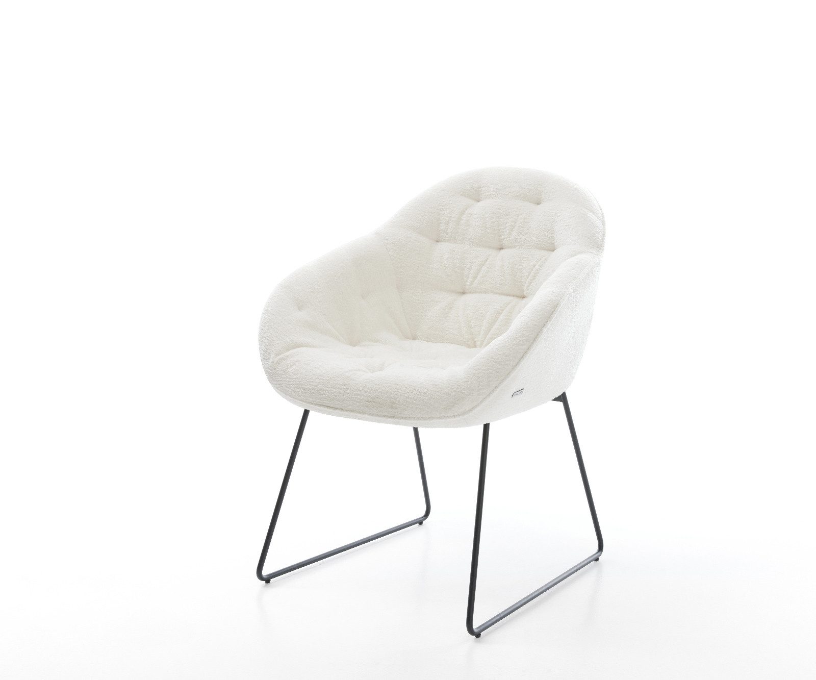 DELIFE Polsterstuhl Gaio-Flex, Kufengestell Schwarz Bouclé Soft Beige