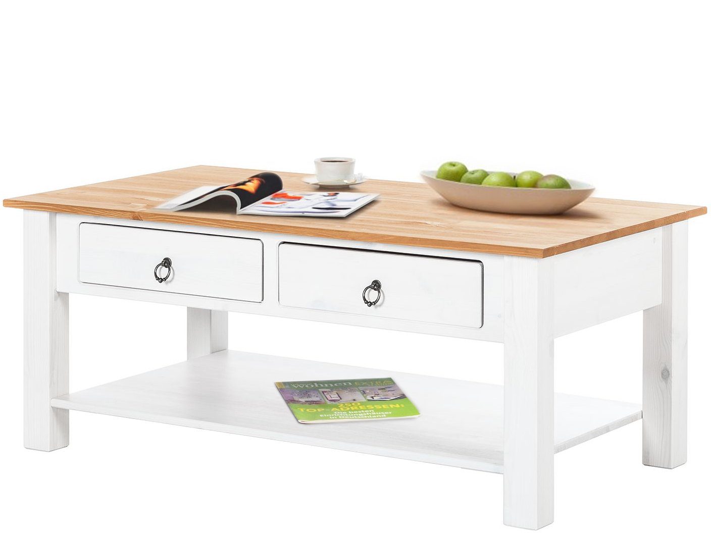 loft24 Couchtisch Inga, Wohnzimmertisch, 2 Schubladen, günstig online kaufen