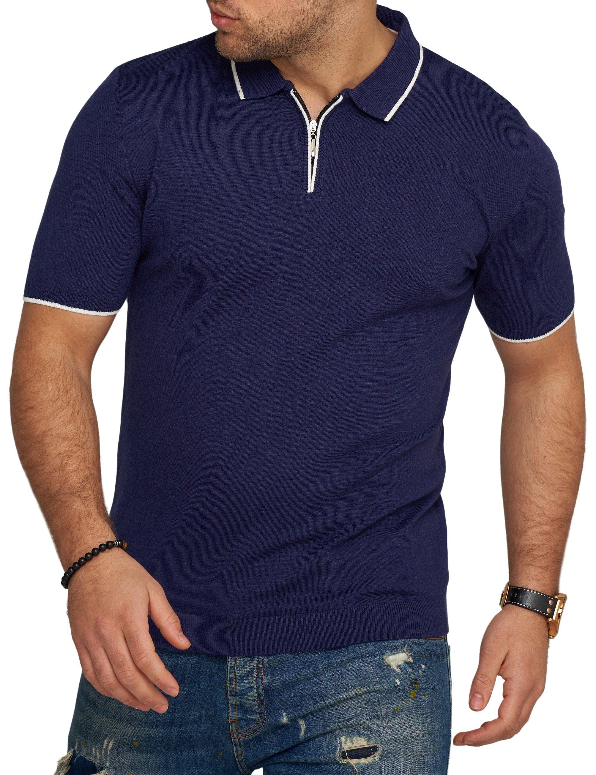 Polo Strick Kurzarm Poloshirt CRRONDA T-Shirt Navy Stripe CARISMA