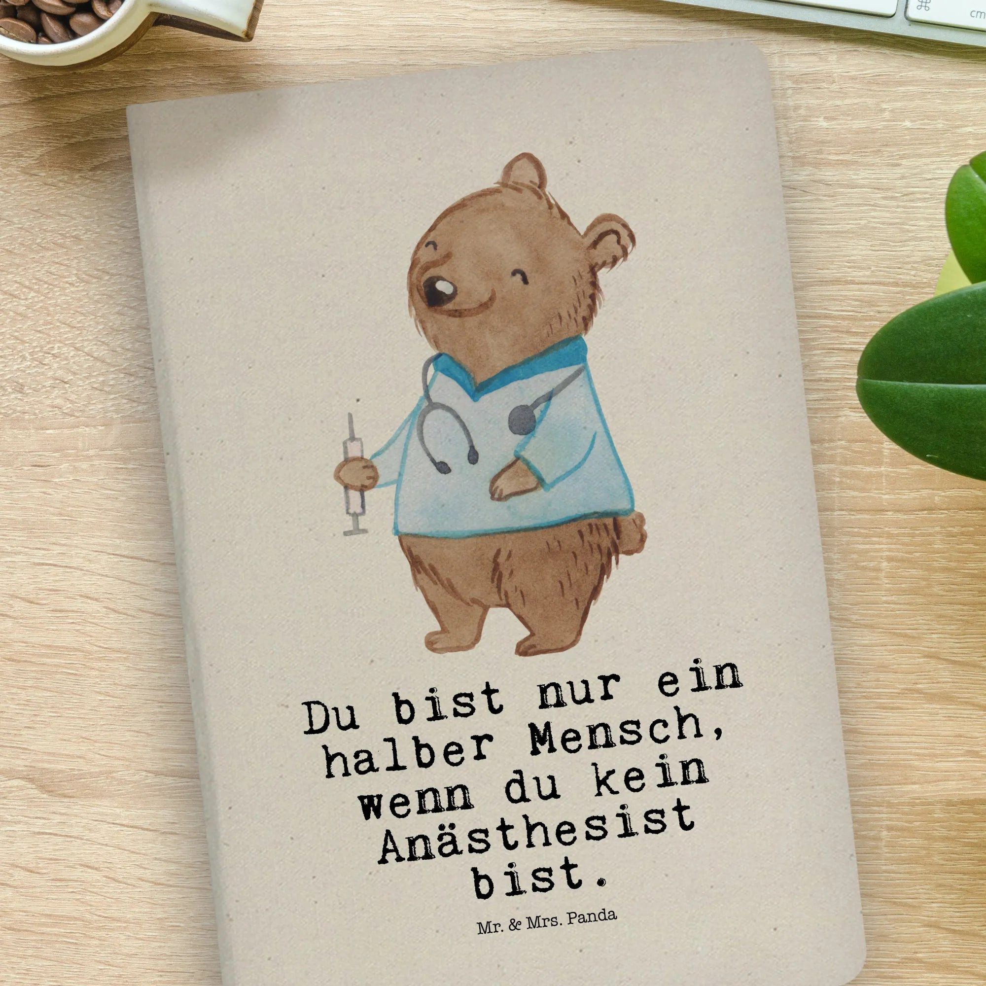 Thumbnail - Mr. & Mrs. Panda Notizbuch Anästhesist Herz - Transparent - Geschenk, Beruf, Stoff Notizbuch A4, Mr. & Mrs. Panda, Langl...